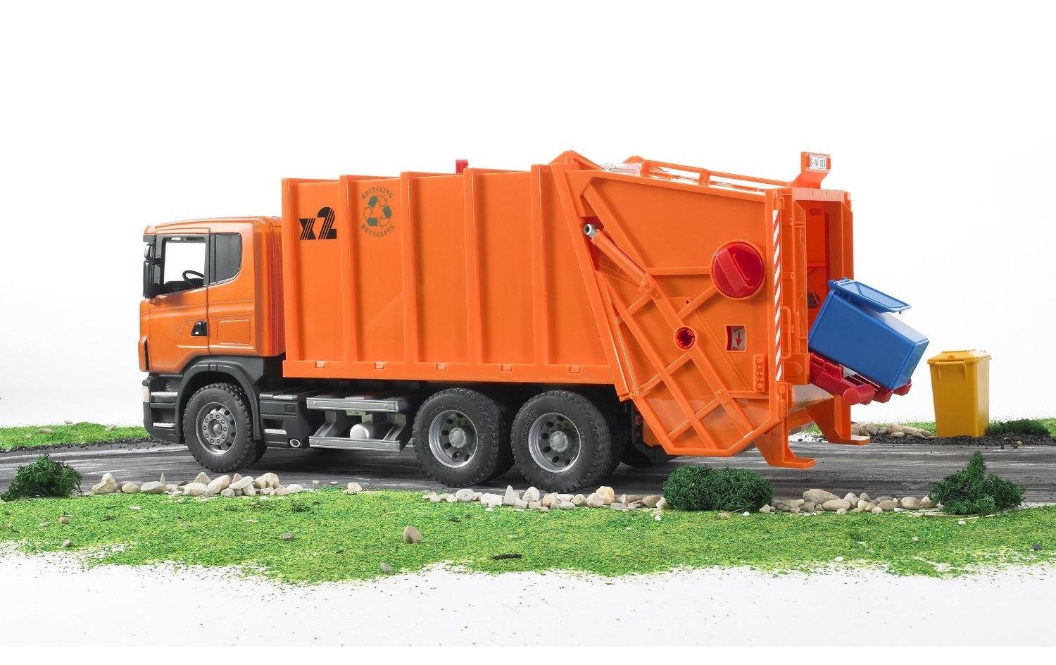 Bruder® Spielzeug-Müllwagen »Scania R-Serie oranger Müll-LKW«