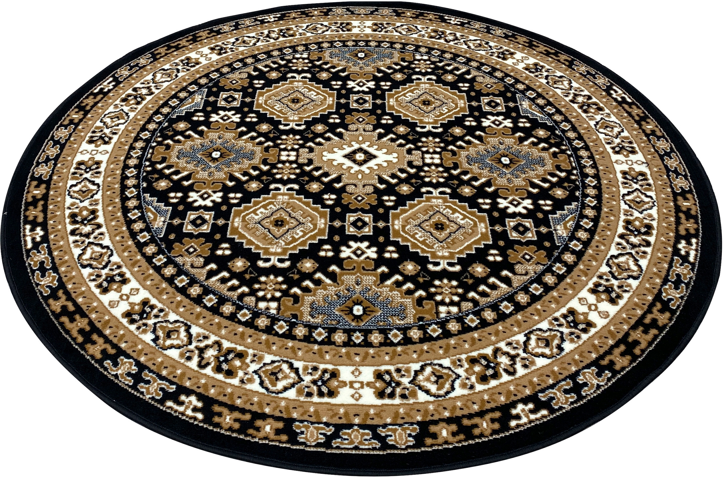 my home Teppich »Diantha«, rund, 7 mm Höhe, Orient-Optik, Teppich mit Bordüre, Kurzflor, elegant, weich
