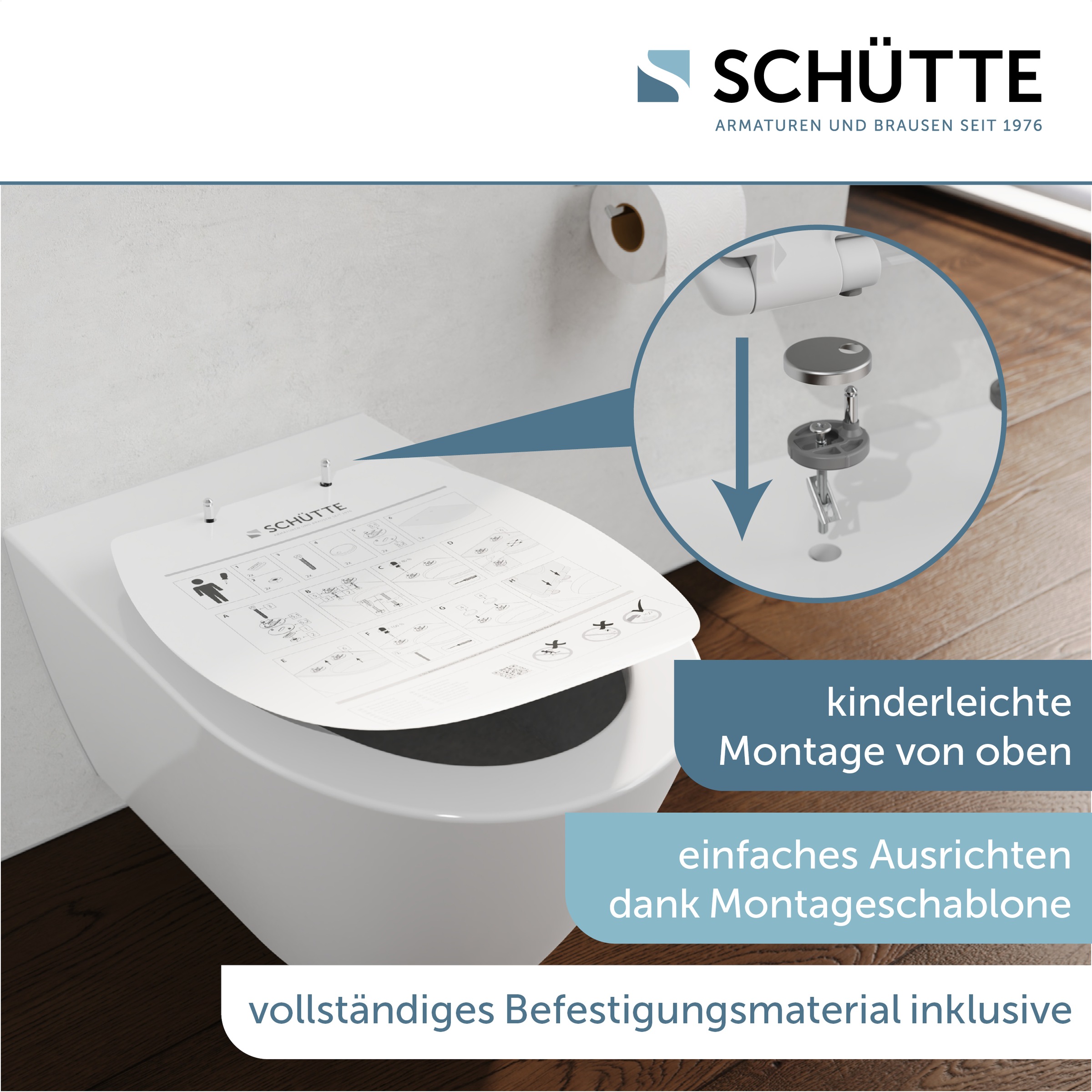 Schütte WC-Sitz "WHITE" Duroplast, Absenkautomatik, Schnellverschluss, belastbar bis 150 kg