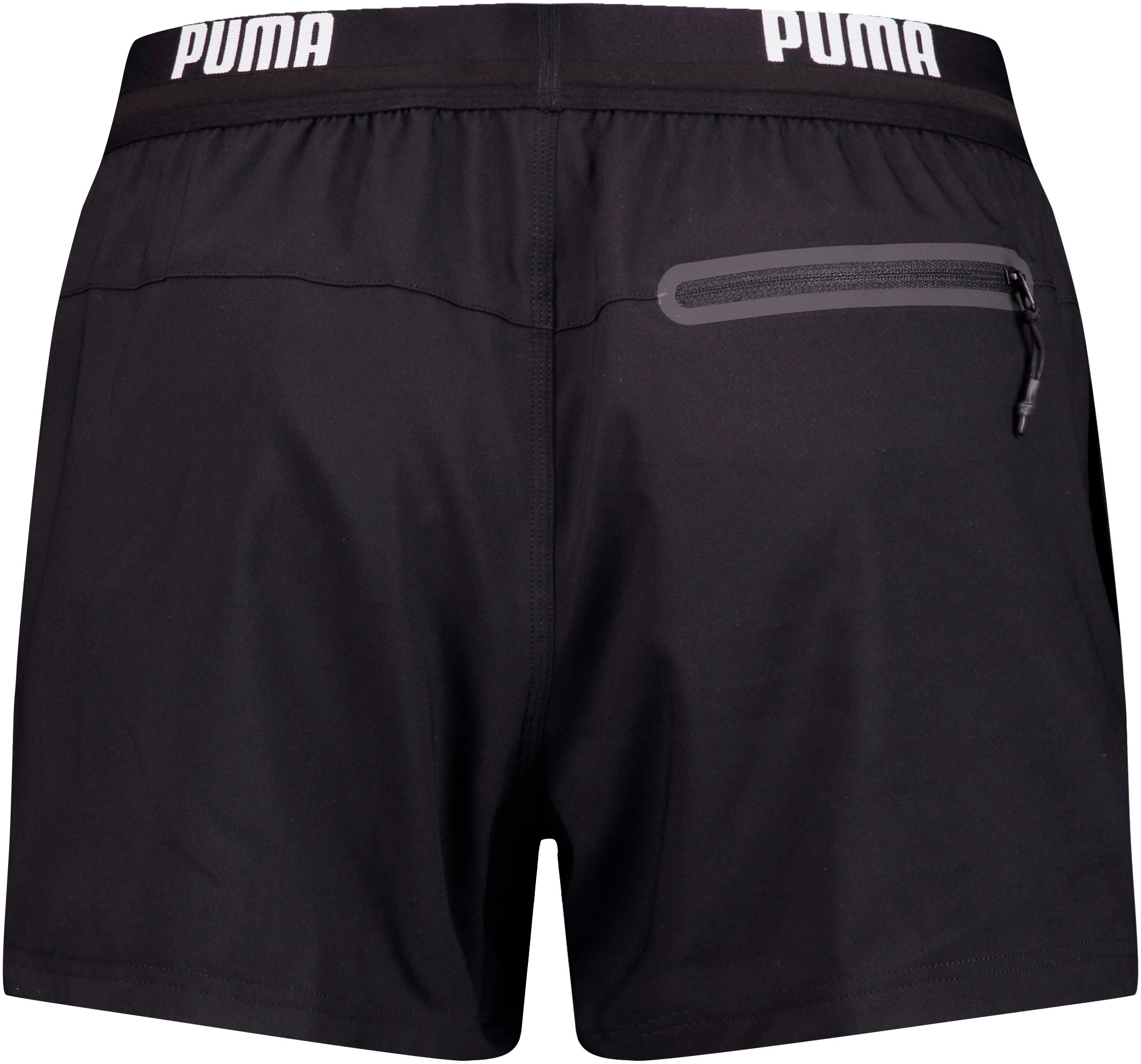 PUMA Badeshorts »PUMA SWIM MEN LOGO SHORT LENGTH SWIM SHORTS«, Seitentaschen, Gesässtasche mit Reissverschluss, Kordelzug