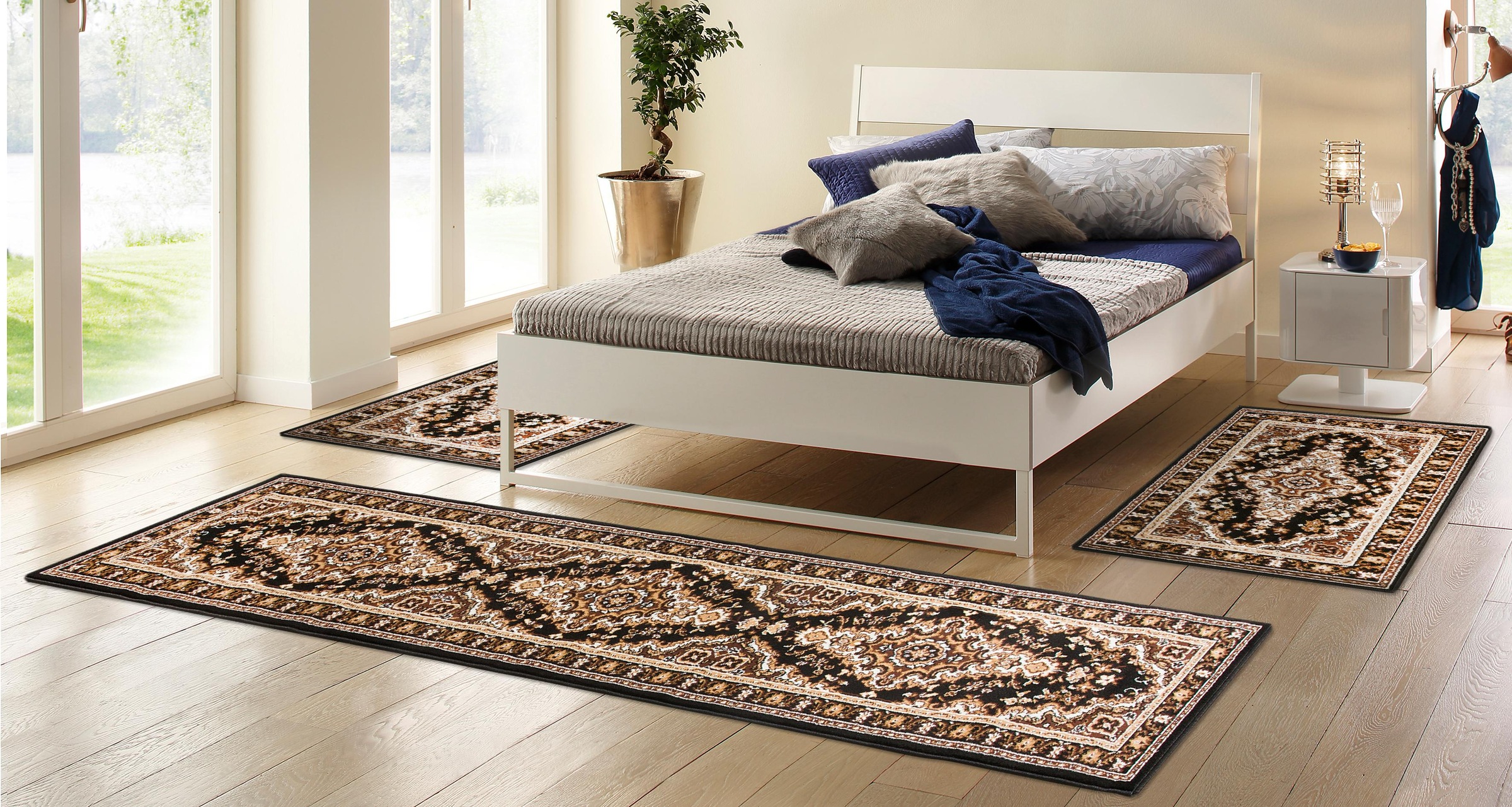 OTTO home Bettumrandung "Oriental, Made in Belgium" Höhe 7 mm 1 tlg. Läufer-Set, Kurzflor, Orient-Optik, mit Bordüre, pflegeleicht, elegant