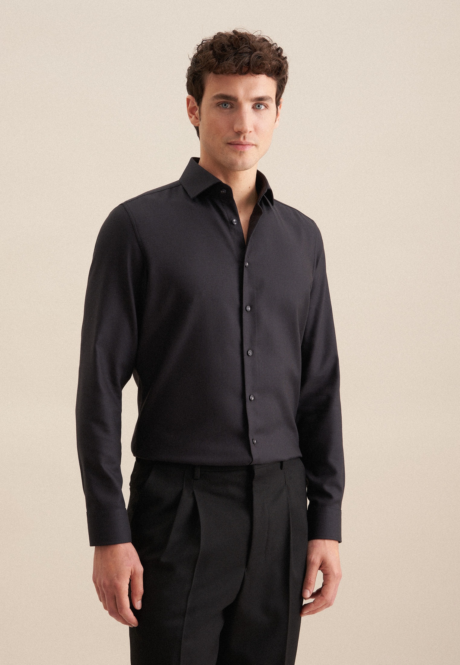 seidensticker Businesshemd »Schwarze Rose« Slim 1/1 Kentkragen Struktur