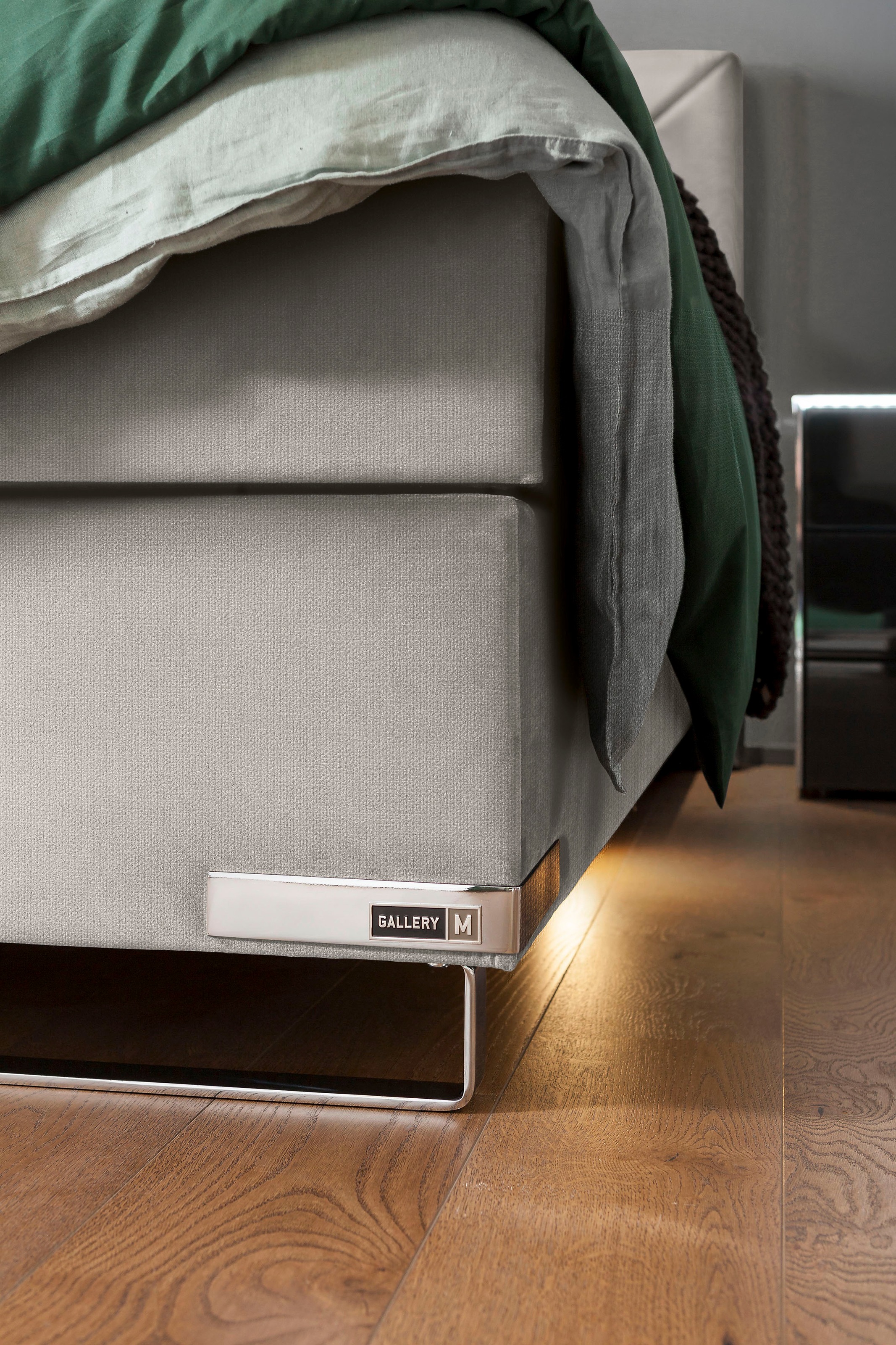 Musterring Boxspringbett »Dubai«, Kufe in Chrom, 3 Härtegrade, Kopfteil mit Knopfheftung