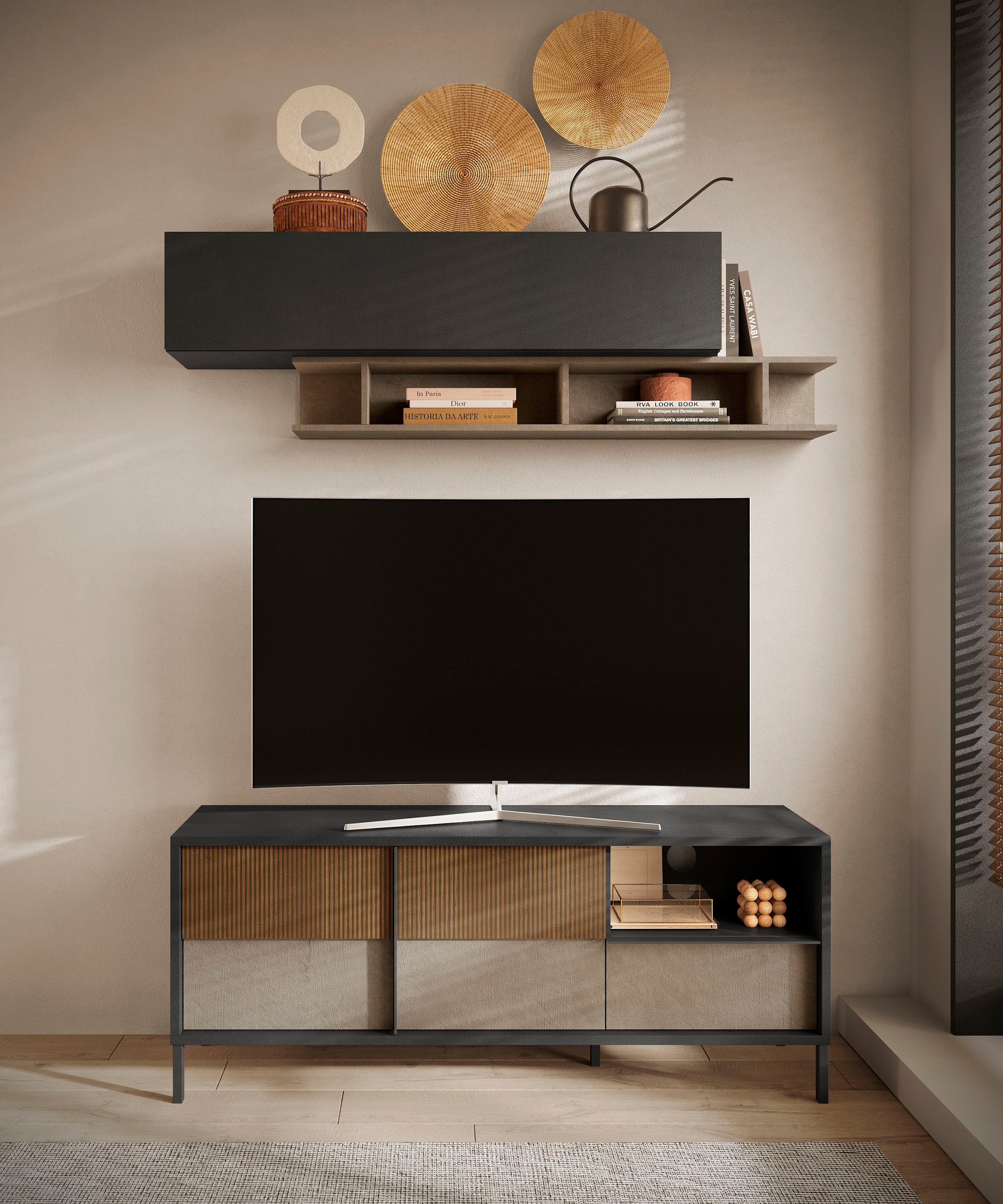 INOSIGN Lowboard »Everest Breite 156 cm, TV-Board mit 2 Türen u. 1 Schubkasten«, Fernsehtisch, TV-Schrank, Soft/Self Closing, Korpus 22 mm