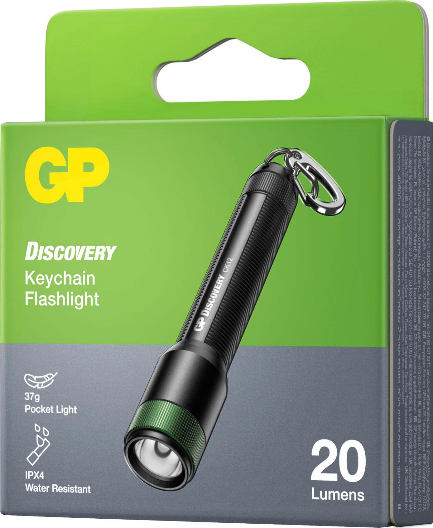 GP Batteries Taschenlampe »CK12«, 20 Lumen, inkl. 1x AAA Batterie, Metallgehäuse, IPX4, Leuchtweite 25