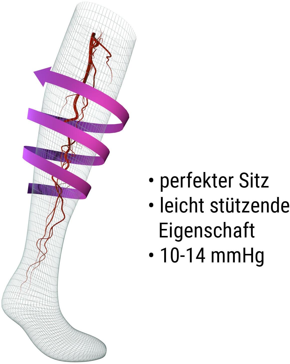 Fussgut Stütz-Stulpen »zur Vorbeugung schwerer Beine, anatomisch korrekter Druckverlauf«, entlastet, vitalisiert, stimuliert, Erholung, 2 Paar, Universalgrösse