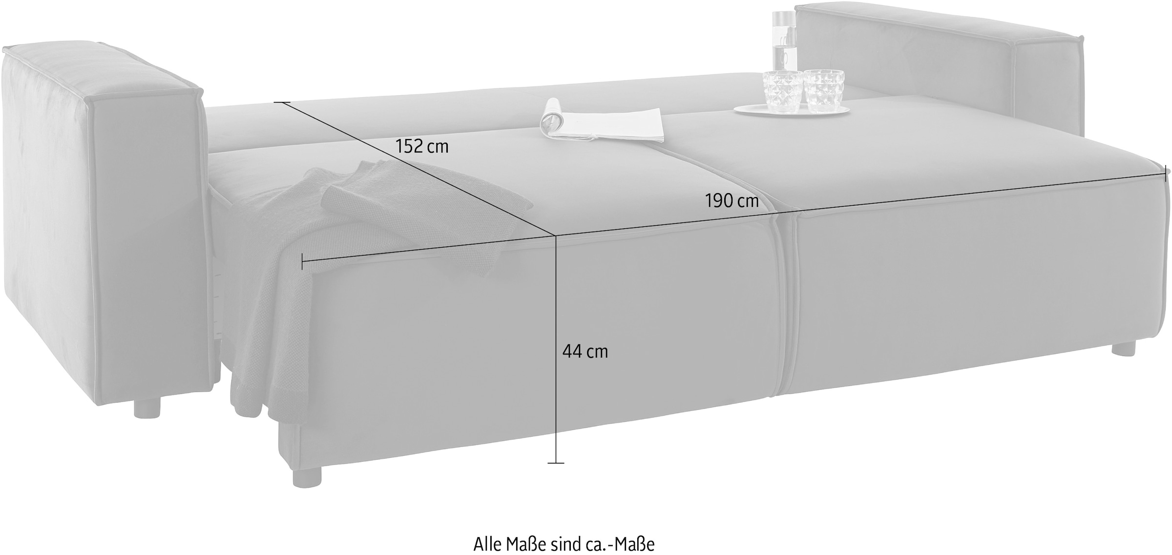 INOSIGN Schlafsofa »Marva«, incl. Bettfunktion und Bettkasten, Federkern