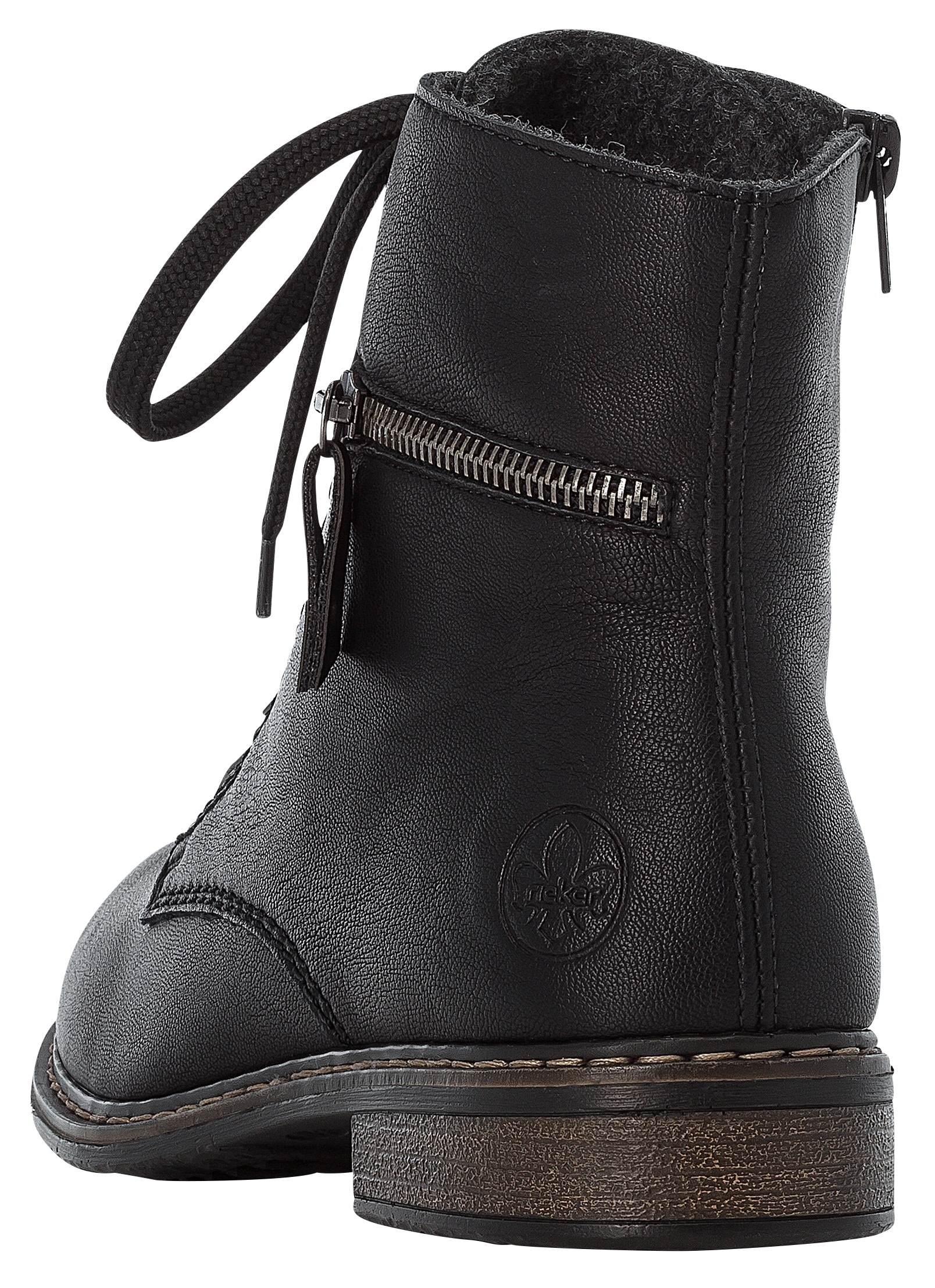 Rieker Schnürboots, Schnürstiefelette, Blockabsatz, mit Zierreissverschluss aussen