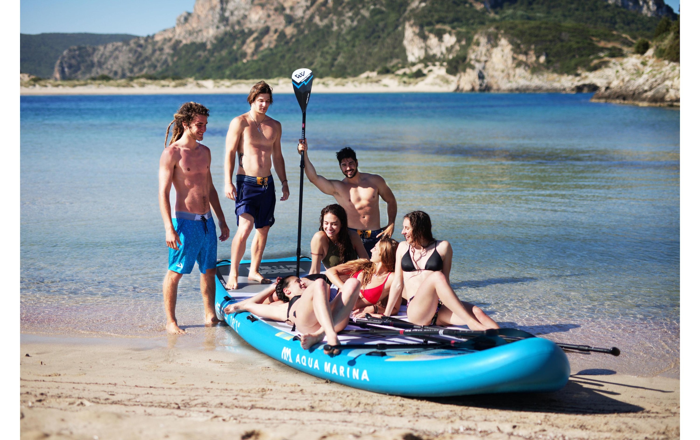 Aqua Marina SUP-Board »Group iSUP Mega«, Set inklusive: Transporttasche, 2x Doppelhub-Druckpumpe, 5x Finnen