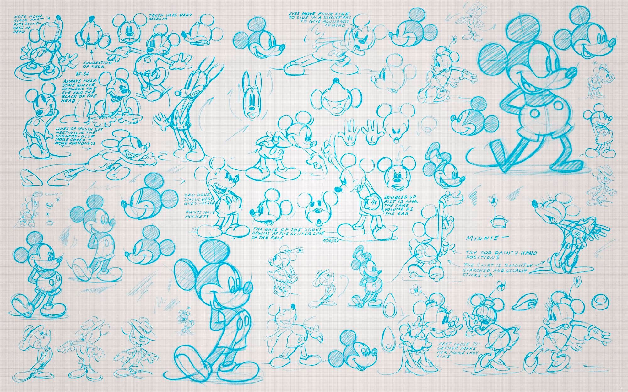 Komar Vliestapete »Mickey Sketches«, Comic kaufen