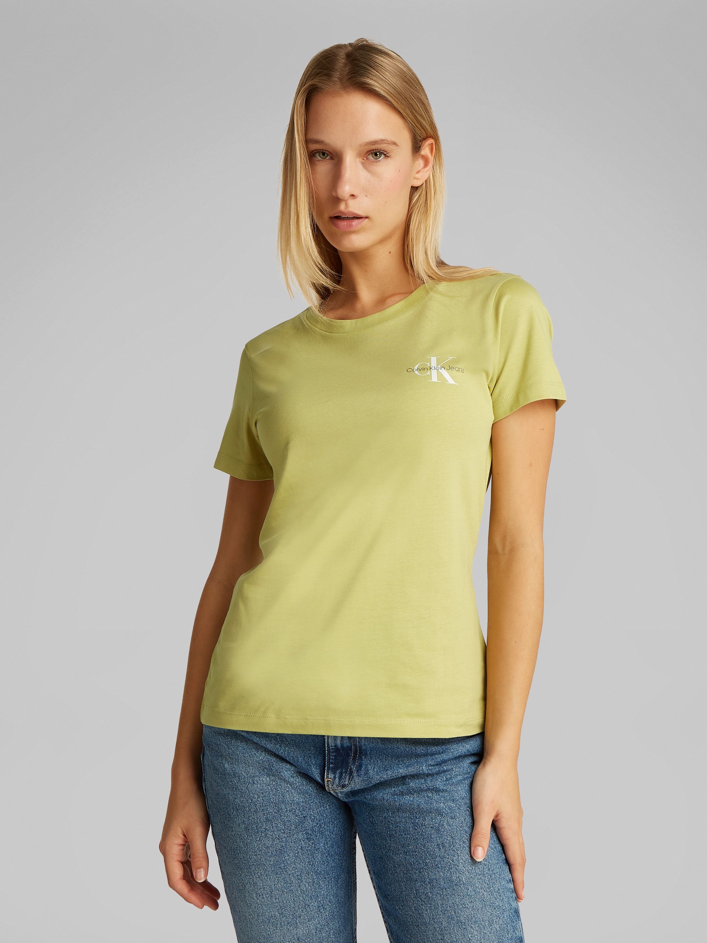 Calvin Klein Jeans Rundhalsshirt »2-PACK MONOLOGO SLIM TEE«, (Packung, 2 tlg., 2er-Pack), mit Calvin Klein Jeans Logoprint auf der Brust