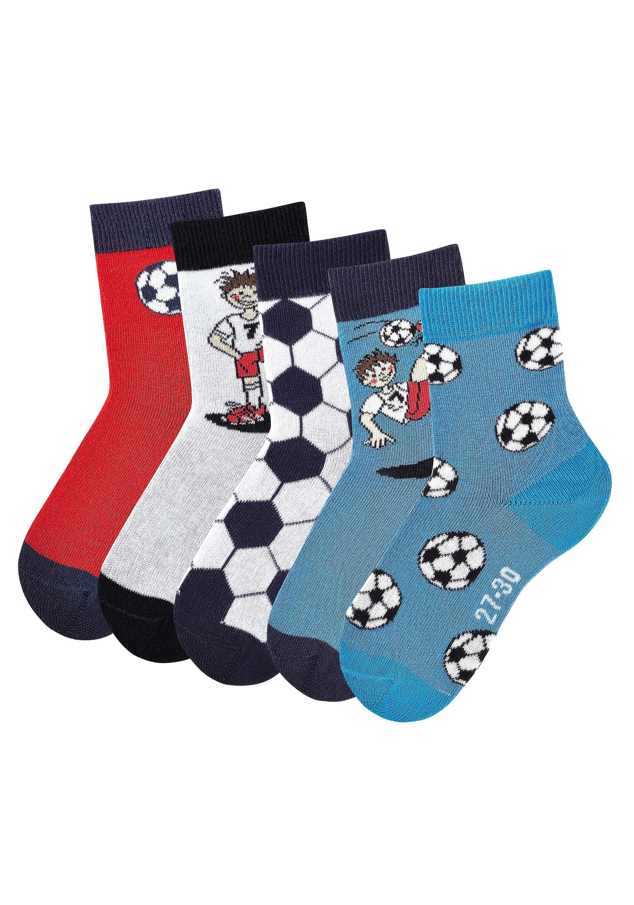 H.I.S Socken, (Packung, 5 Paar), mit Fussballmotiven