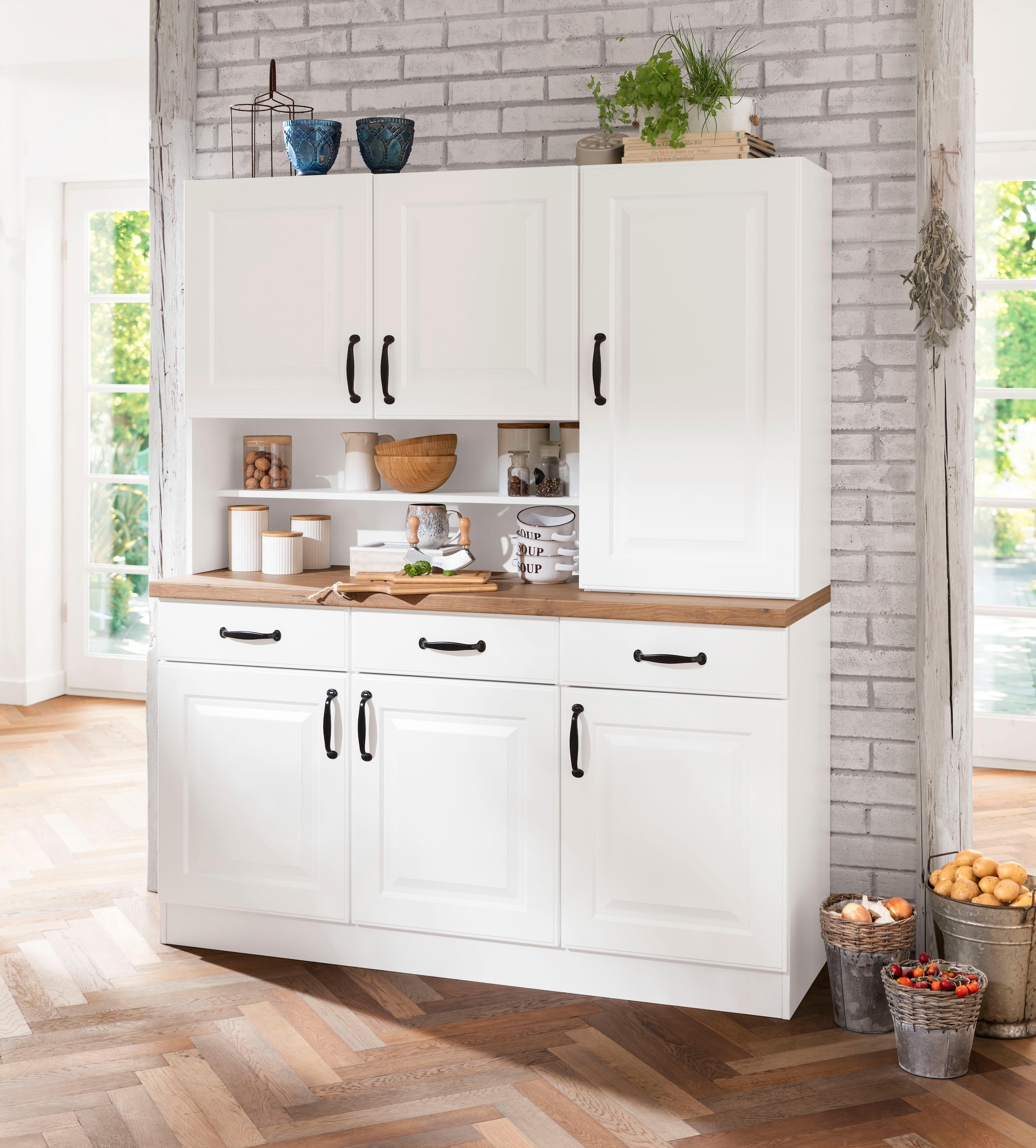 wiho Küchen Küchenbuffet "Erla" 150 cm breit mit Kassettenfront