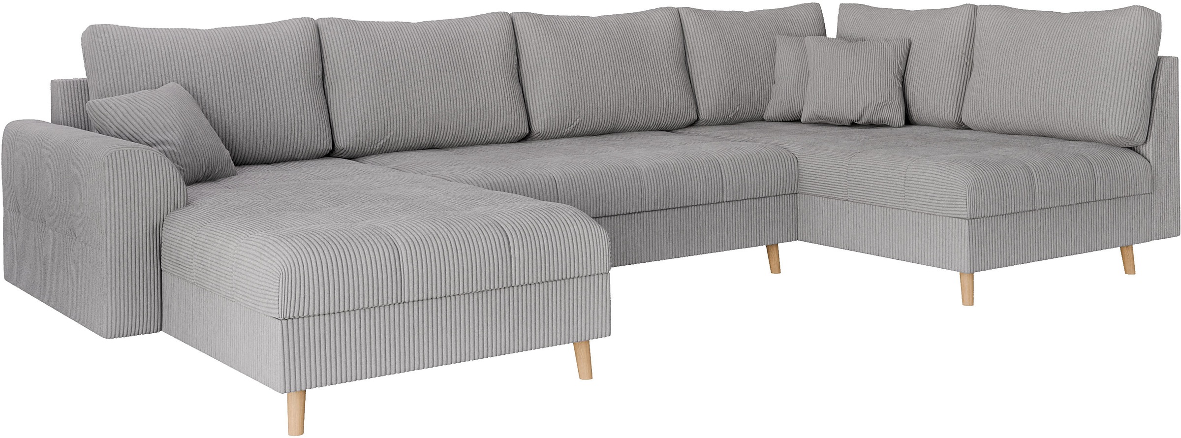 Home affaire Wohnlandschaft »CHARRE U-Form mit Ottomane, Masse B/T/H: 310/161/81 cm«, feine Steppung, lose Rücken- und Zierkissen, auch in Cord und Bouclé