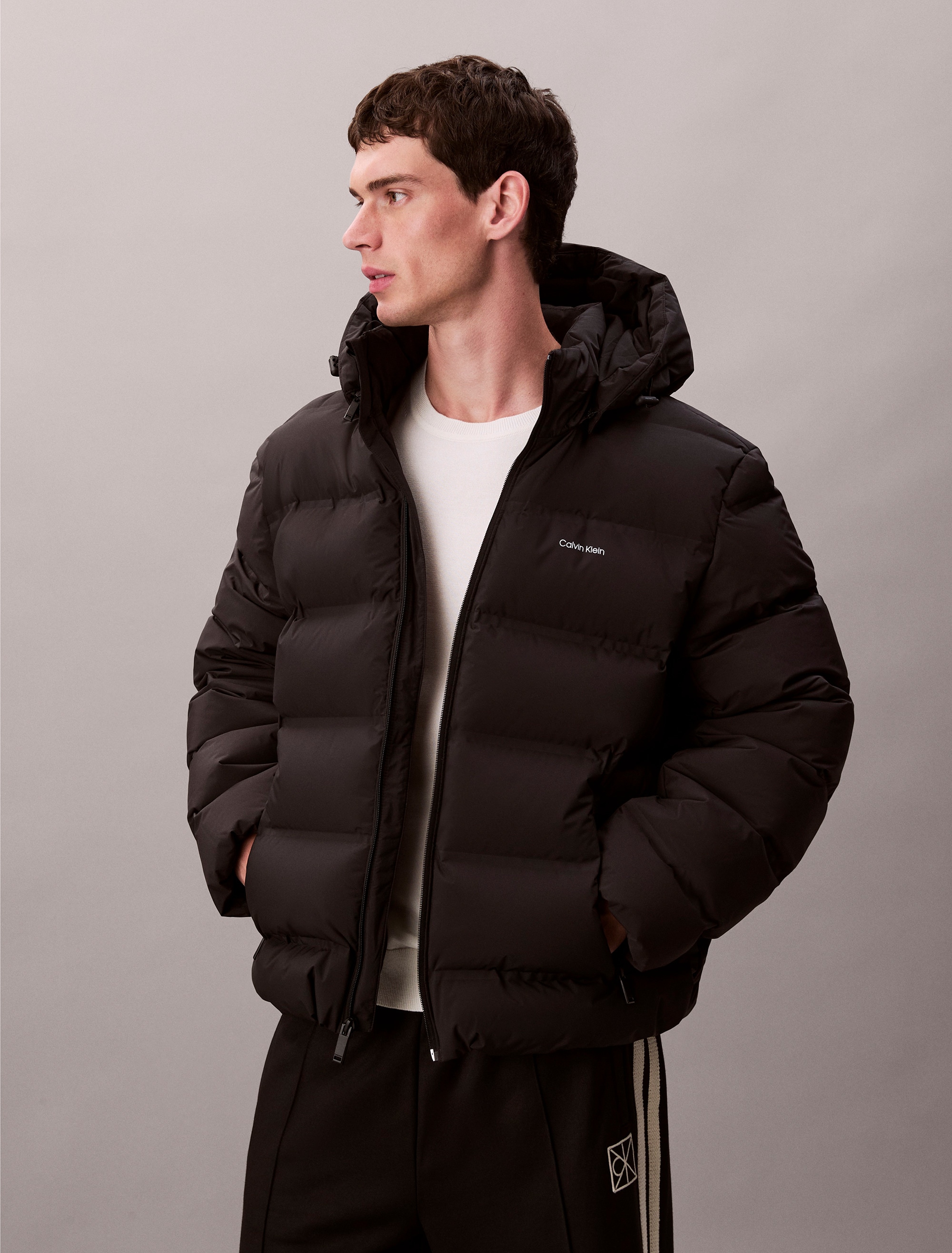 Calvin Klein Steppjacke »LS QUILTED BONDED CHANNEL HD PUF« ohne Kapuze Mit Rundhalsausschnitt, regular fit