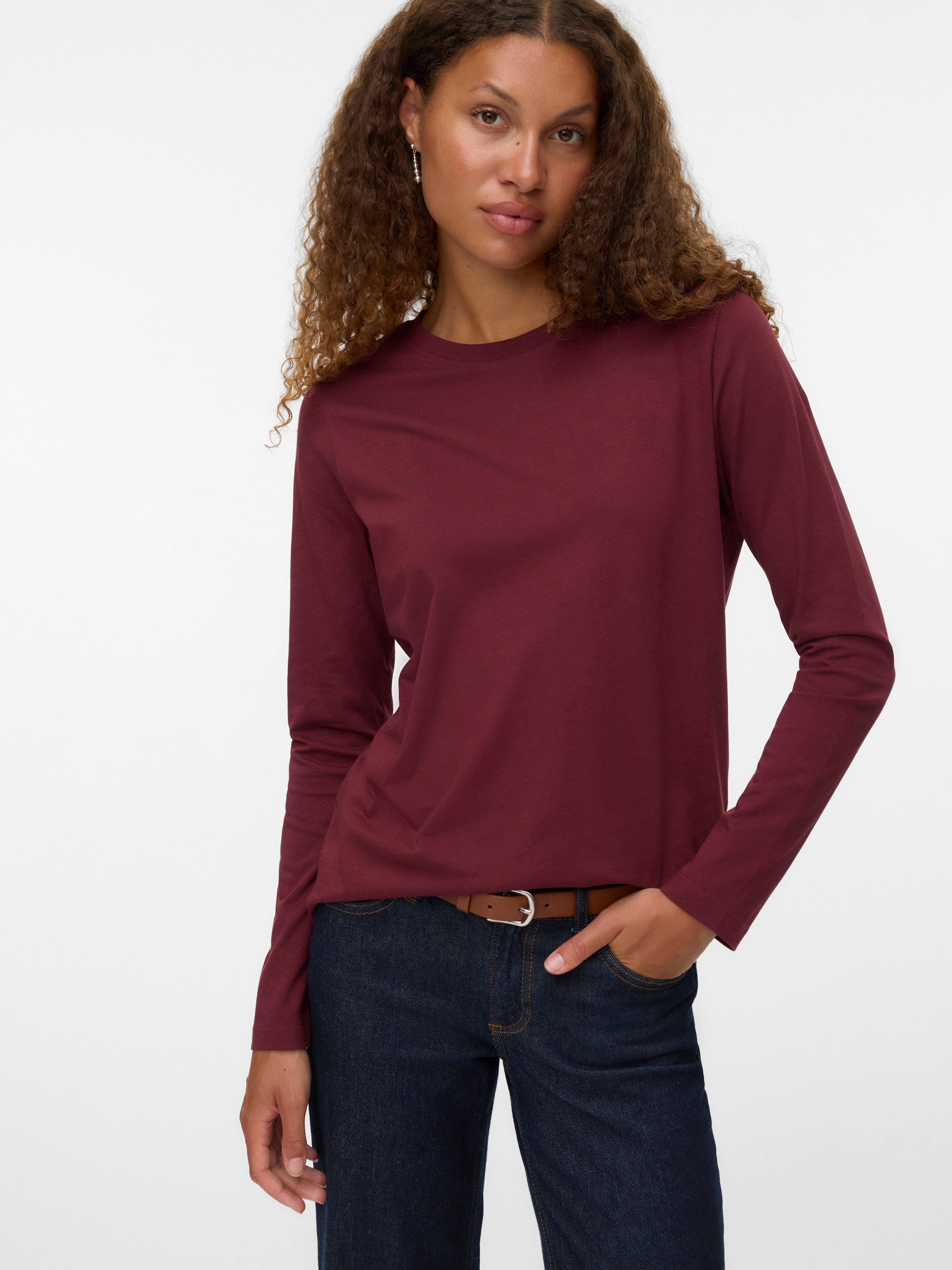 Vero Moda Langarmshirt "VMPAULINA LS T-SHIRT GA JRS NOOS" Baumwolle, regular fit