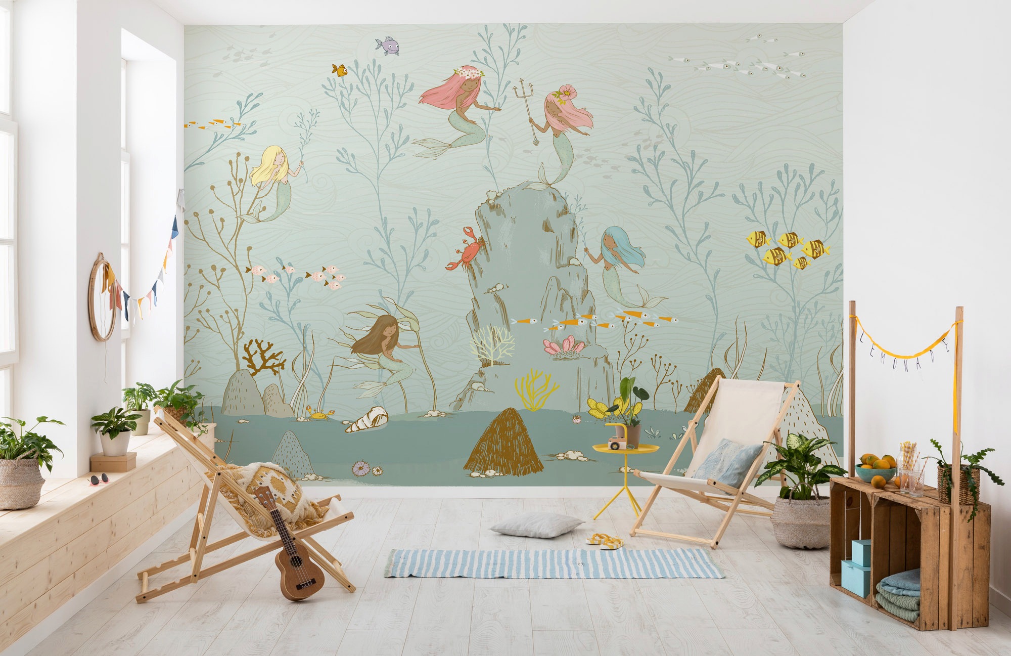 Komar Vliestapete »Digitaldruck Vlies - Mermaids - Grösse 350 x 280 cm«, bedruckt, Kinderzimmer