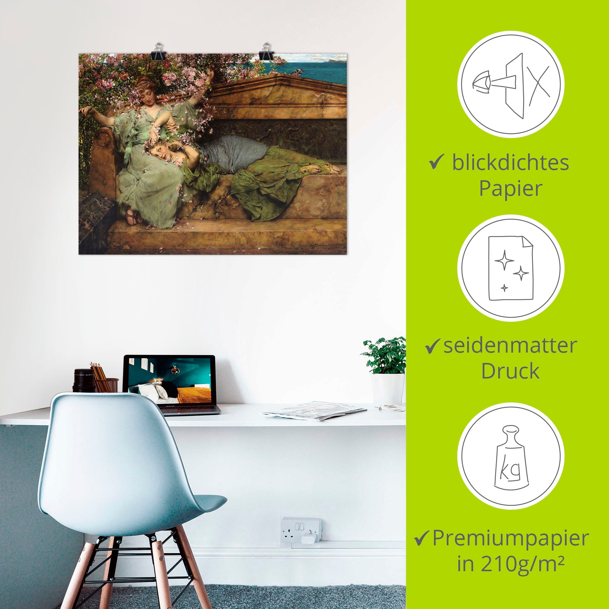 Artland Kunstdruck »Im Rosengarten.«, Frau, (1 St.), als Leinwandbild, Wandaufkleber oder Poster in versch. Grössen