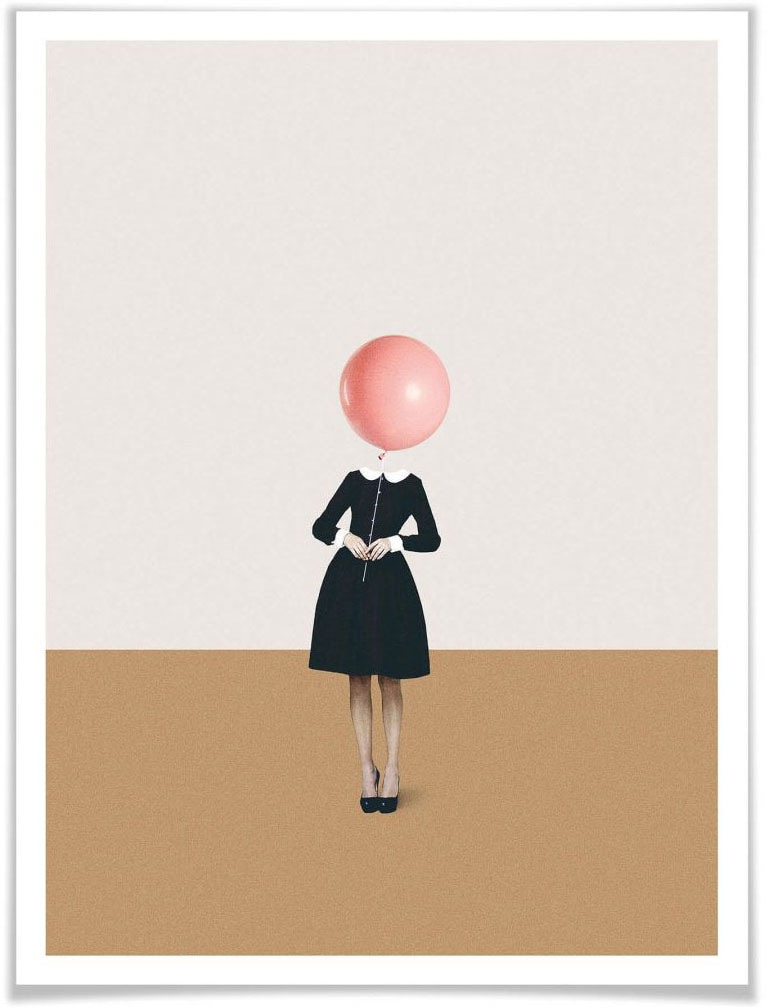 Wall-Art Poster »Léon Rosa Luftballon | Jelmoli-Versand Poster, Wandposter (1 Wandbild, Mädchen«, Luftballon, St.), Bild, online bestellen