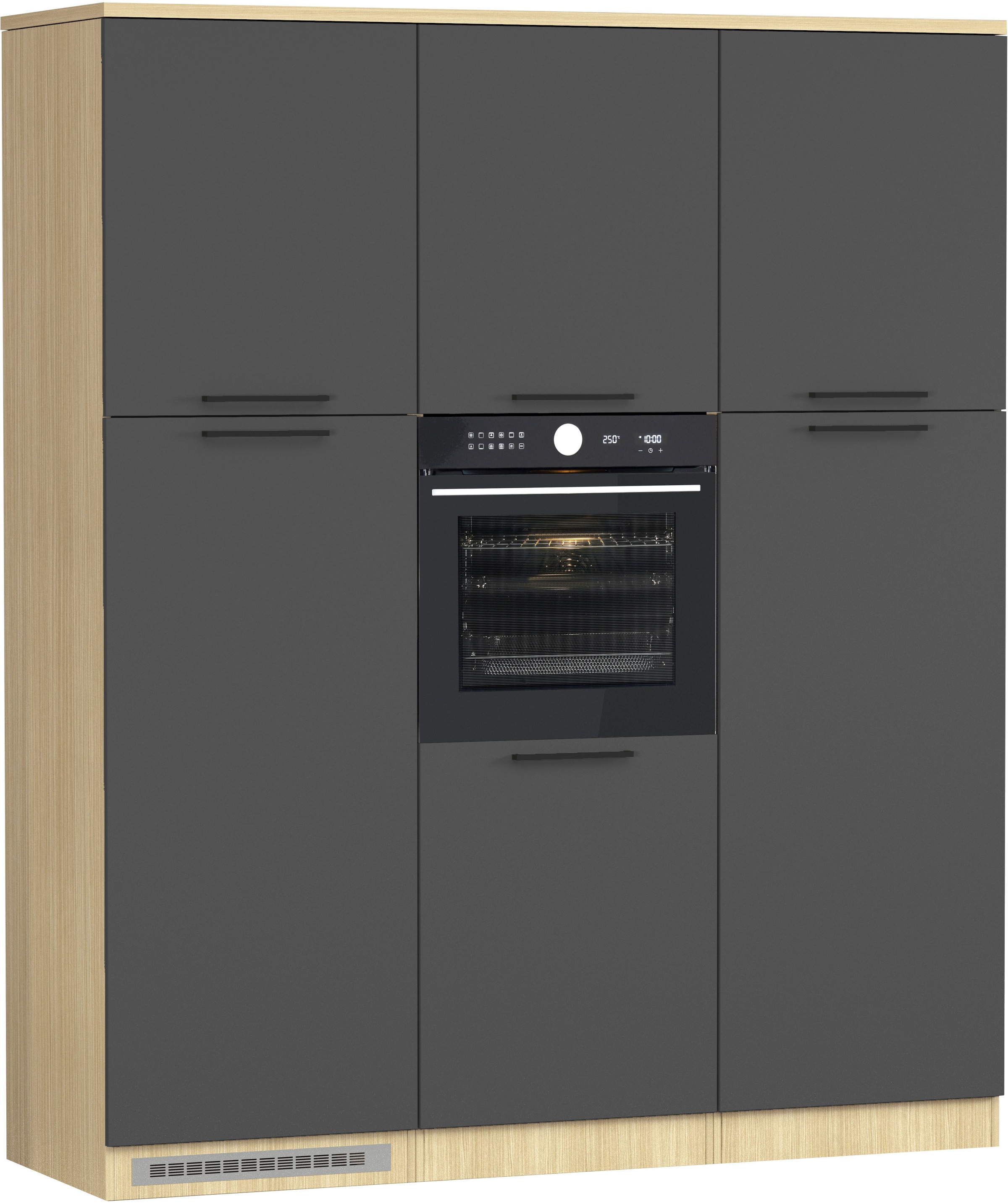 KOCHSTATION Küchenzeile "Luna, Küchenblock, Kücheninsel, Hängeschrank, Made in Italy" 3er-Set, Metallgriffe, Soft-Close-Funktion, inklusive Spüle