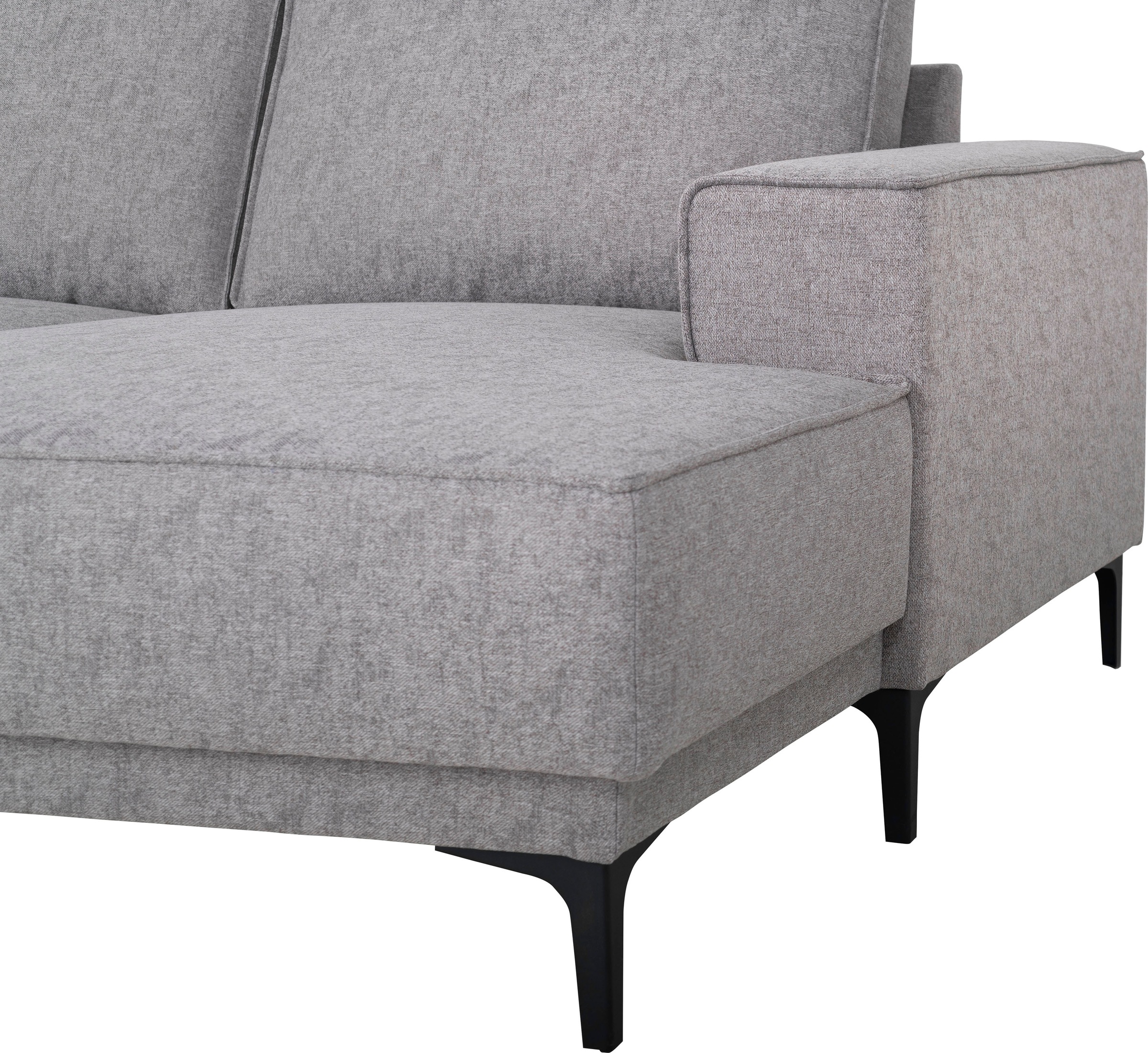 Places of Style Wohnlandschaft »XXL Sofa Oland, Struktur, Flachgewebe, Luxus-Microfaser, Boucle«, U-Form, 345 cm, Wellenunterfederung, Skandi-Design, Metallfüsse