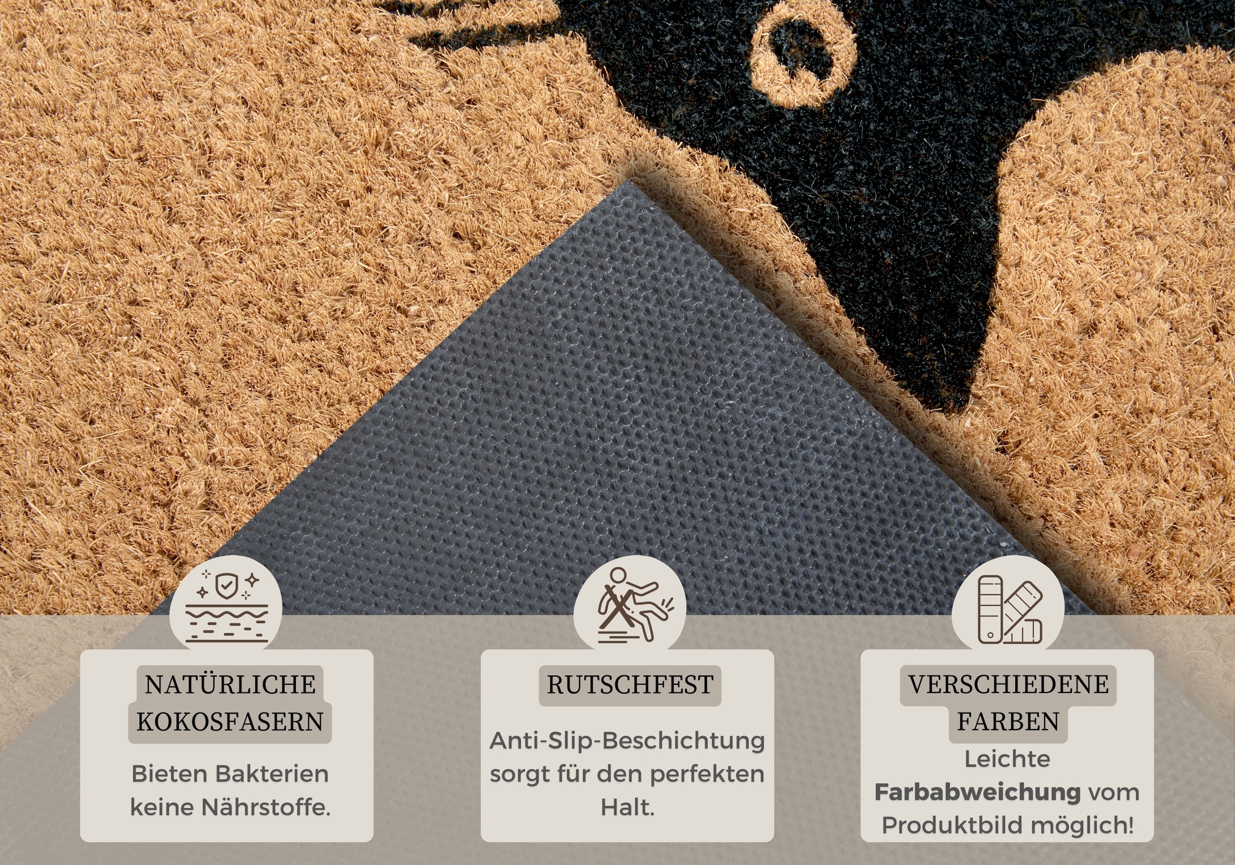 HANSE Home Fussmatte »Mix Mats Kokos Cat Fan, Türmatte«, rechteckig, 15 mm Höhe, Kokos, Schmutzfangmatte, Outdoor, Rutschfest, Innen, Kokosmatte, Flur