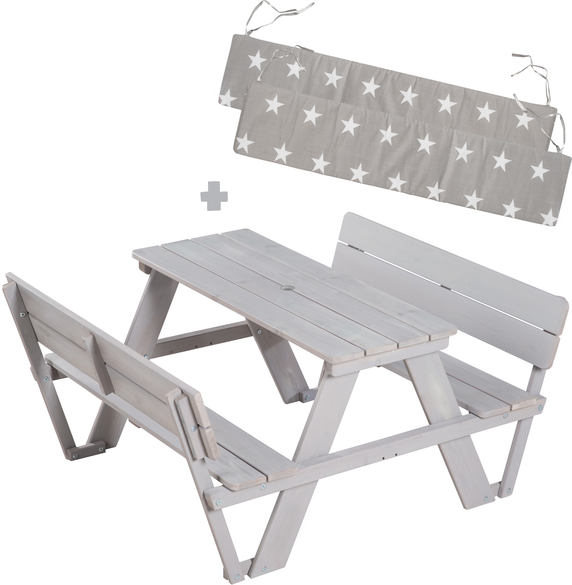 Kindersitzgruppe »Picknick Outdoor StarsÂ« Â»Little mit roba® +, acheter 4 Grau«, for Lehne; Sitzauflagen (Set), inklusive