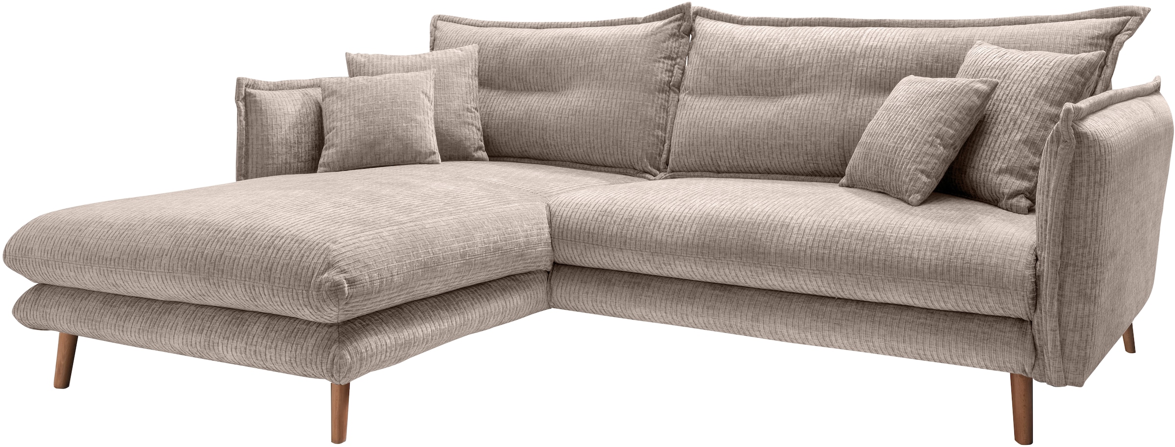 INOSIGN Ecksofa »Lazio modern und bequem, schmale Armlehnen, tolle Detailverarbeitung«, zwei verschiedene Fussfarben wählbar