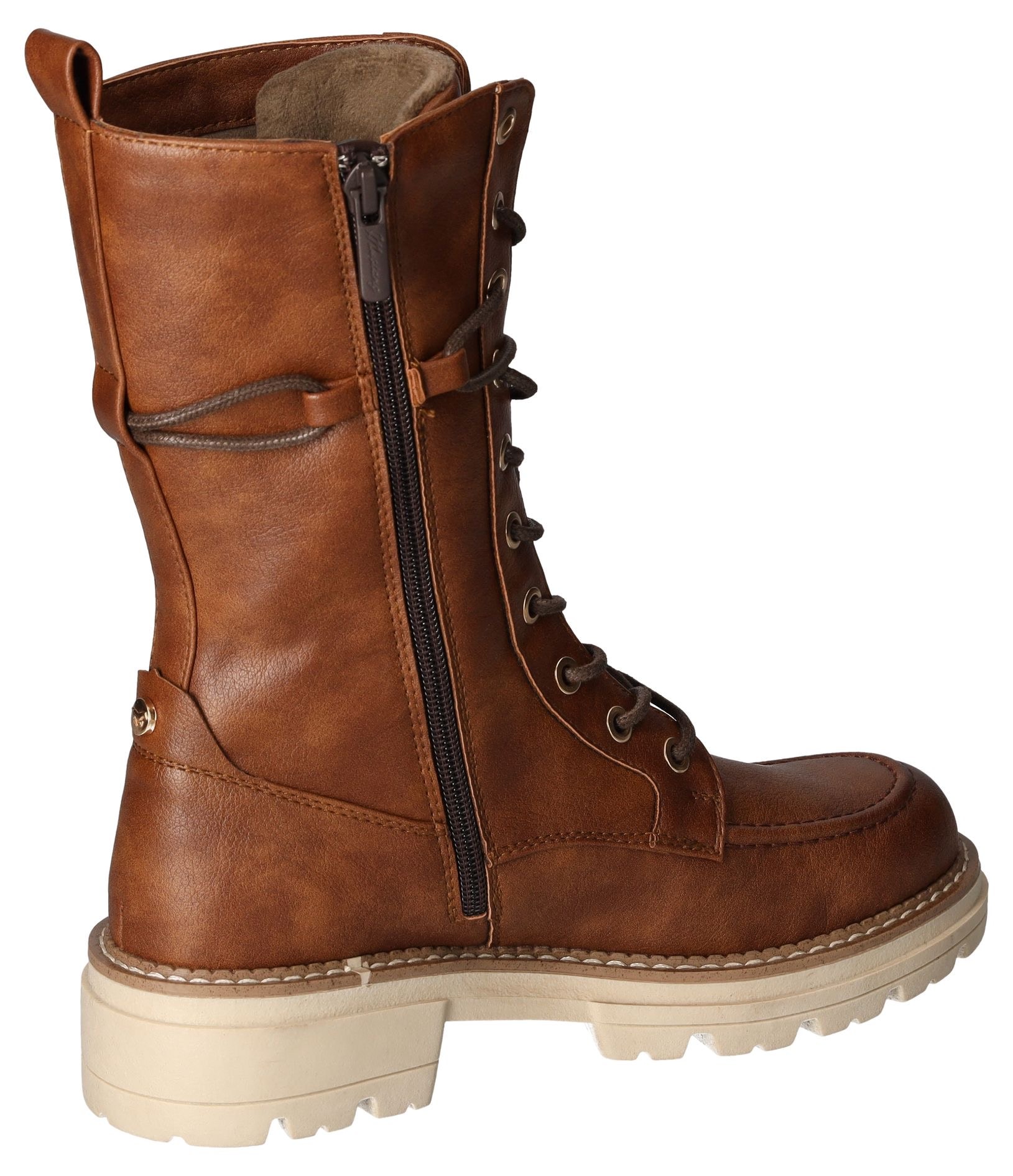 Mustang Shoes Schnürstiefelette, Reissverschluss-Boots, Schnürboots, Kurz-Stiefel mit Blockabsatz