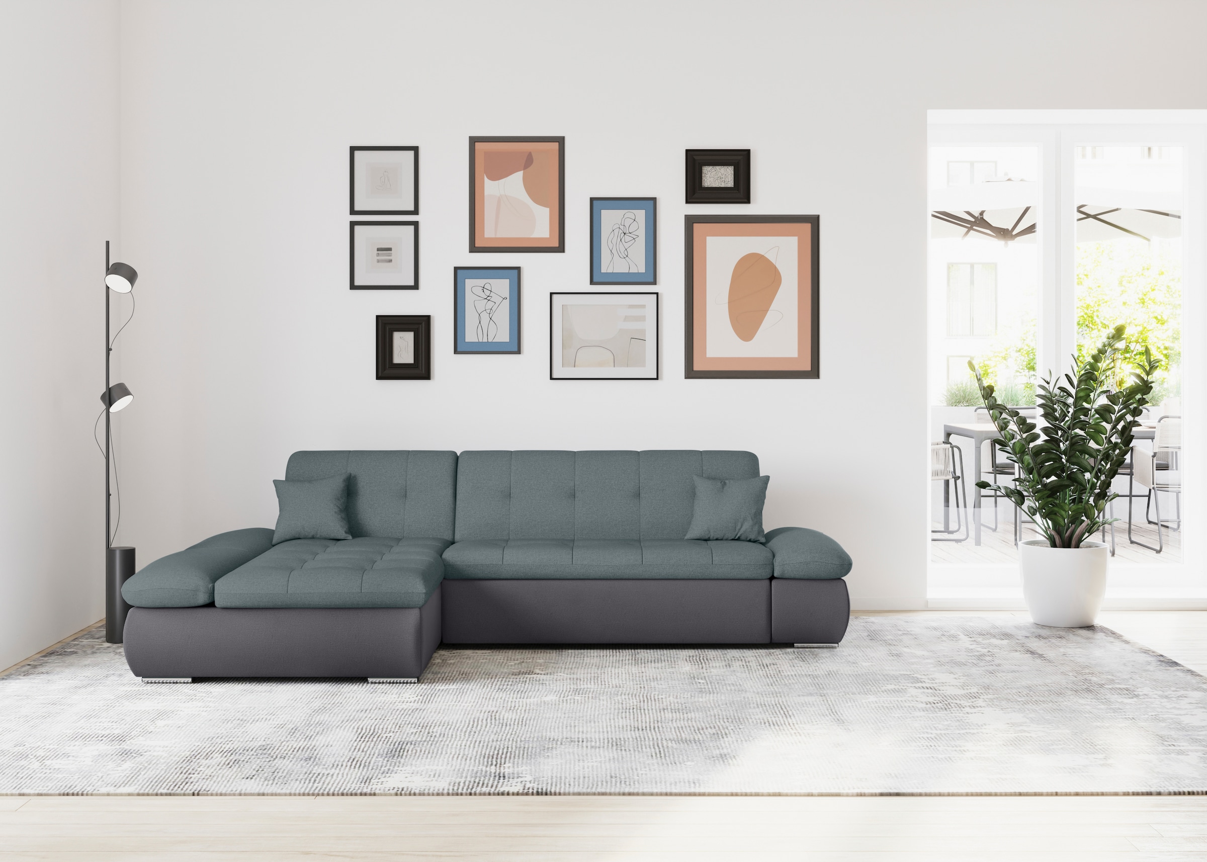 DOMO collection Ecksofa »Moric Schlafsofa B/T/H 300/172/80 cm, auch in Cord, L-Form«, XXL-Format, wahlweise auch mit Bettfunktion und Armverstellung