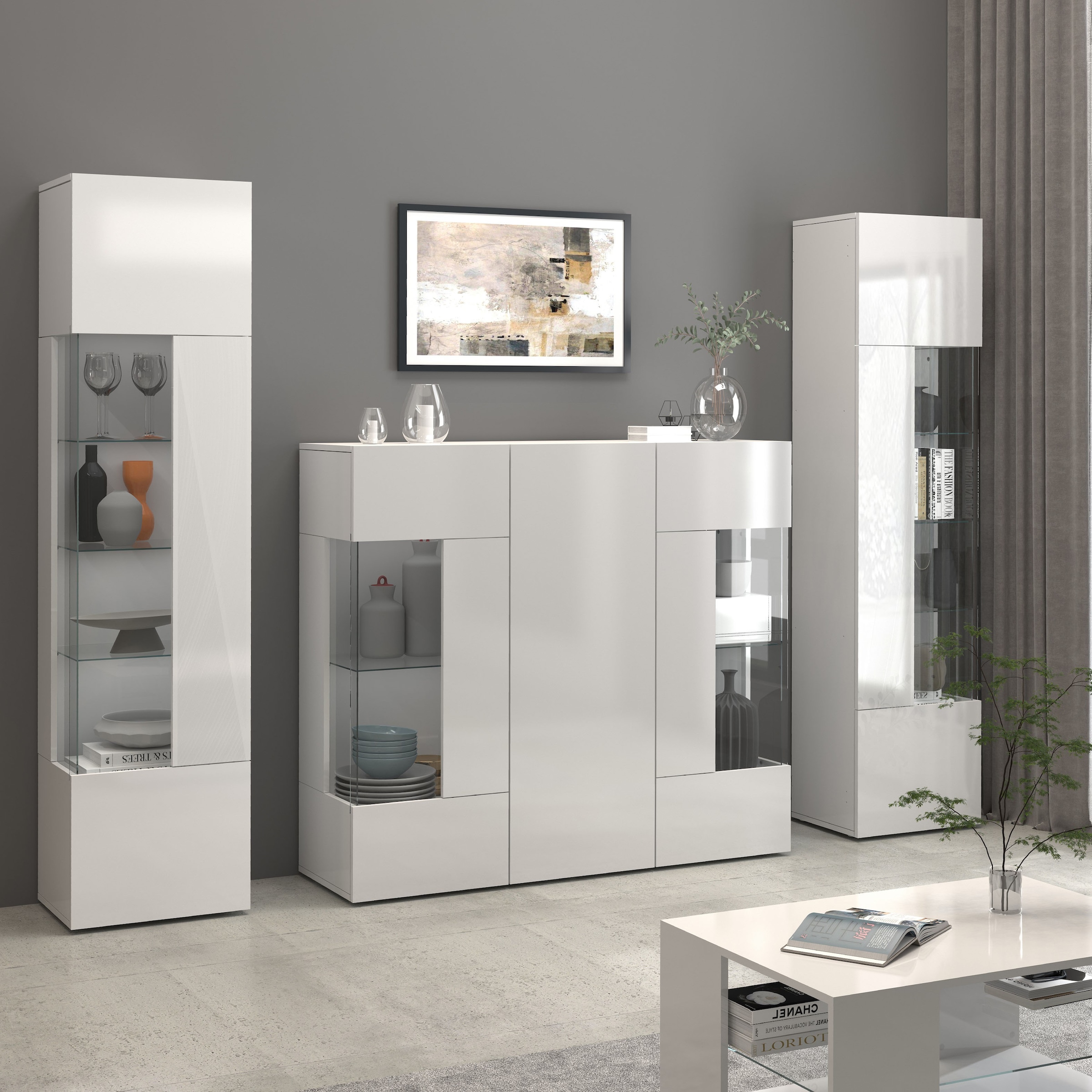 INOSIGN Vitrine »Egypt«, komplett hochglanz lackiert, 1 Glastür mit 3 Glasböden