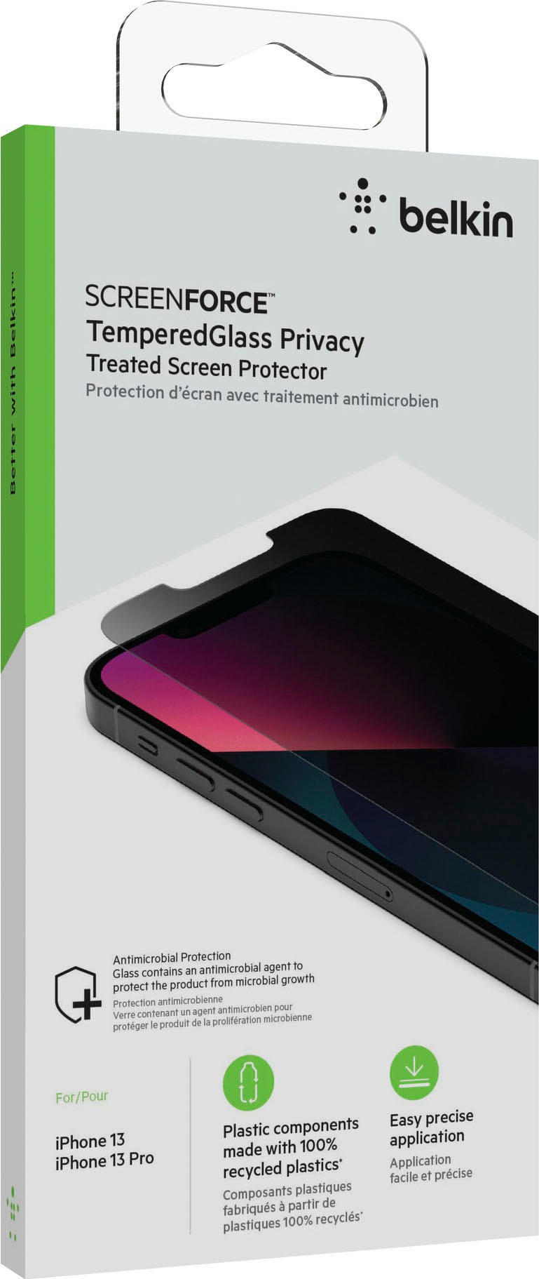 Belkin Displayschutzglas »SCREENFORCE TemperedGlass priv. Schutz - iPhone 13/13 Pr«