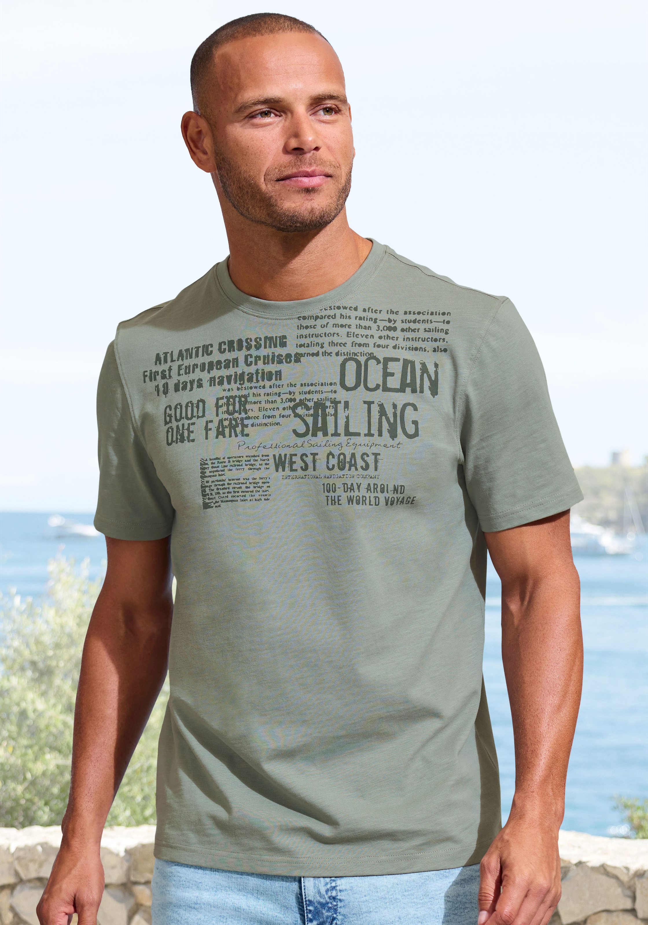 John Devin T-Shirt »mit Print« Regular-Fit, aus Slub-Qualität, mit Print