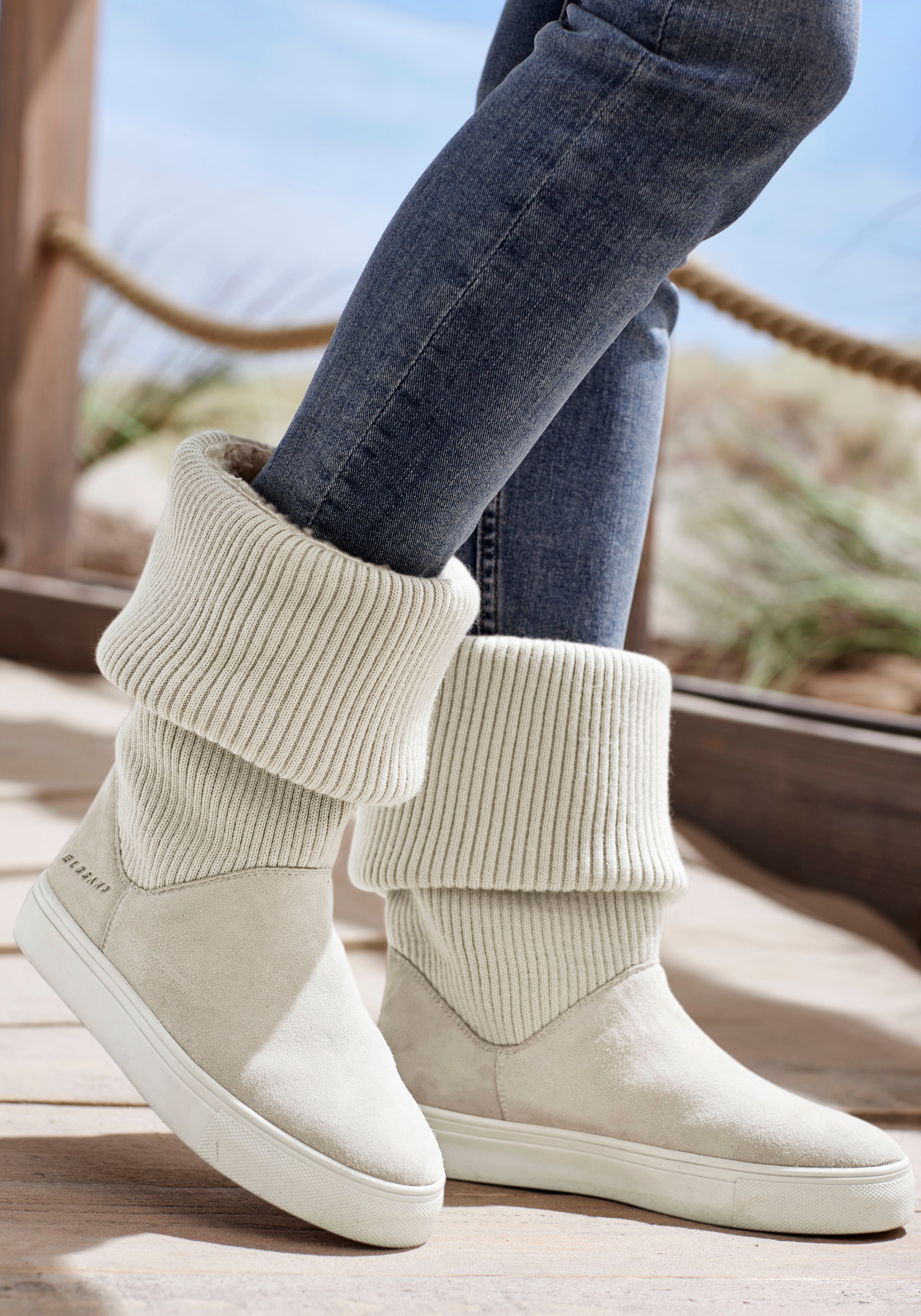 Elbsand Winterstiefel, mit Strickschaft, Winterboots, Snowboots, Schlupfstiefelette