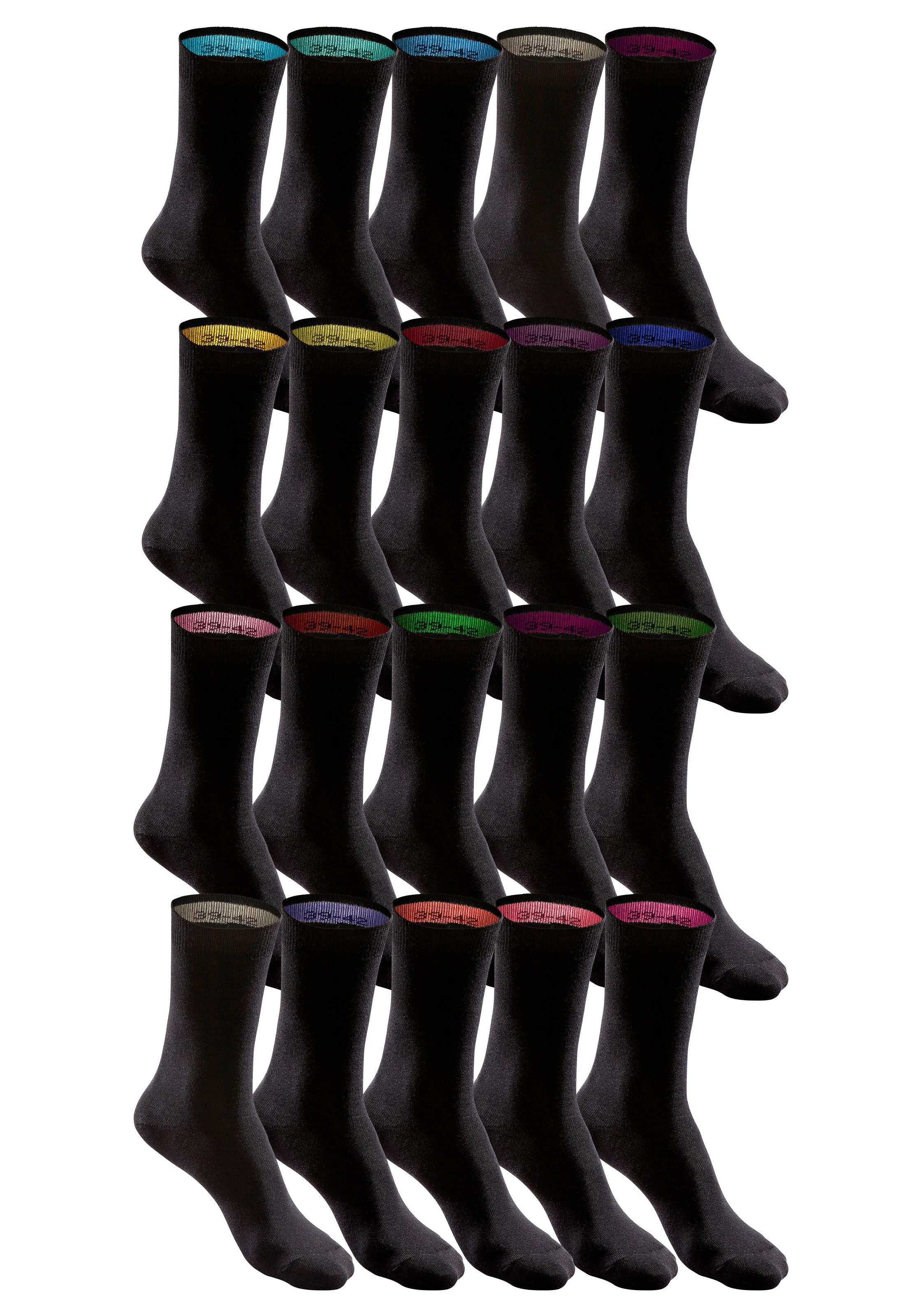 H.I.S Socken "für Damen und Herren, perfekt zu sortieren mit farbigem Innenbündchen." Box, 20 Stk. tlg. in praktischer Geschenkbox, für Beruf und Freizeit