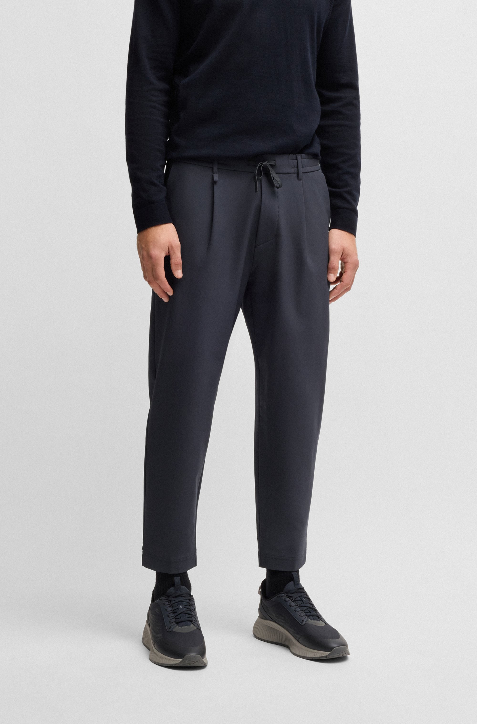 BOSS GREEN Webhose »T Convert-Pleat« mit Zugbund und Markenlabel Bundfaltenhose Anzughose Stretchhose