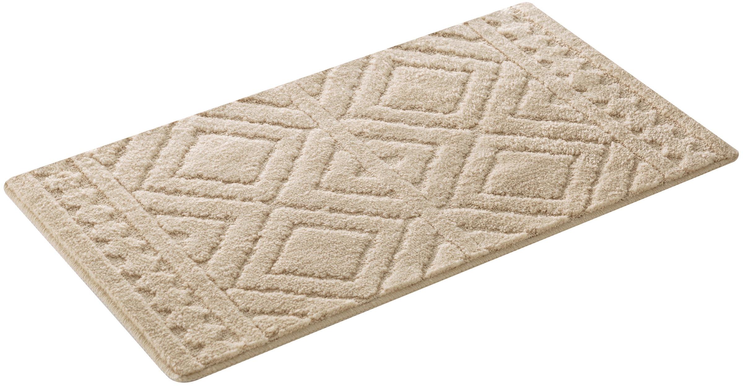 my home Badematte »Louvres, Badvorleger, Badezimmer Teppich, Duschvorleger«, rutschhemmend beschichtet, schnell trocknend, Badteppich, Uni Farben, Hoch-Tief Effekt, Boho-Style