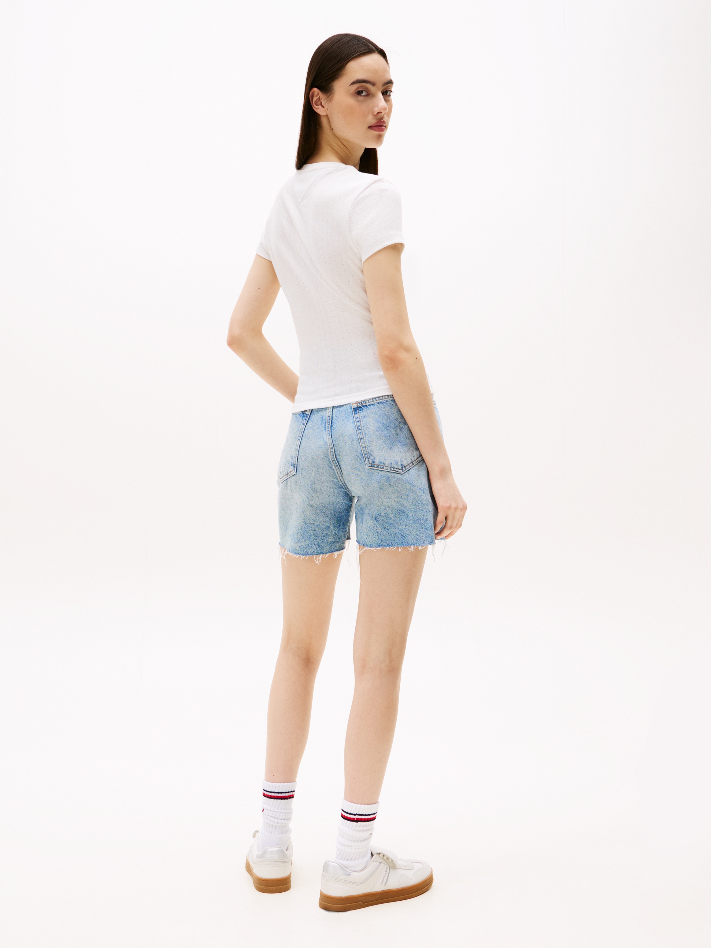 Tommy Jeans Kurzarmshirt »TJW SLIM LOGO 2 POINTELLE TEE«