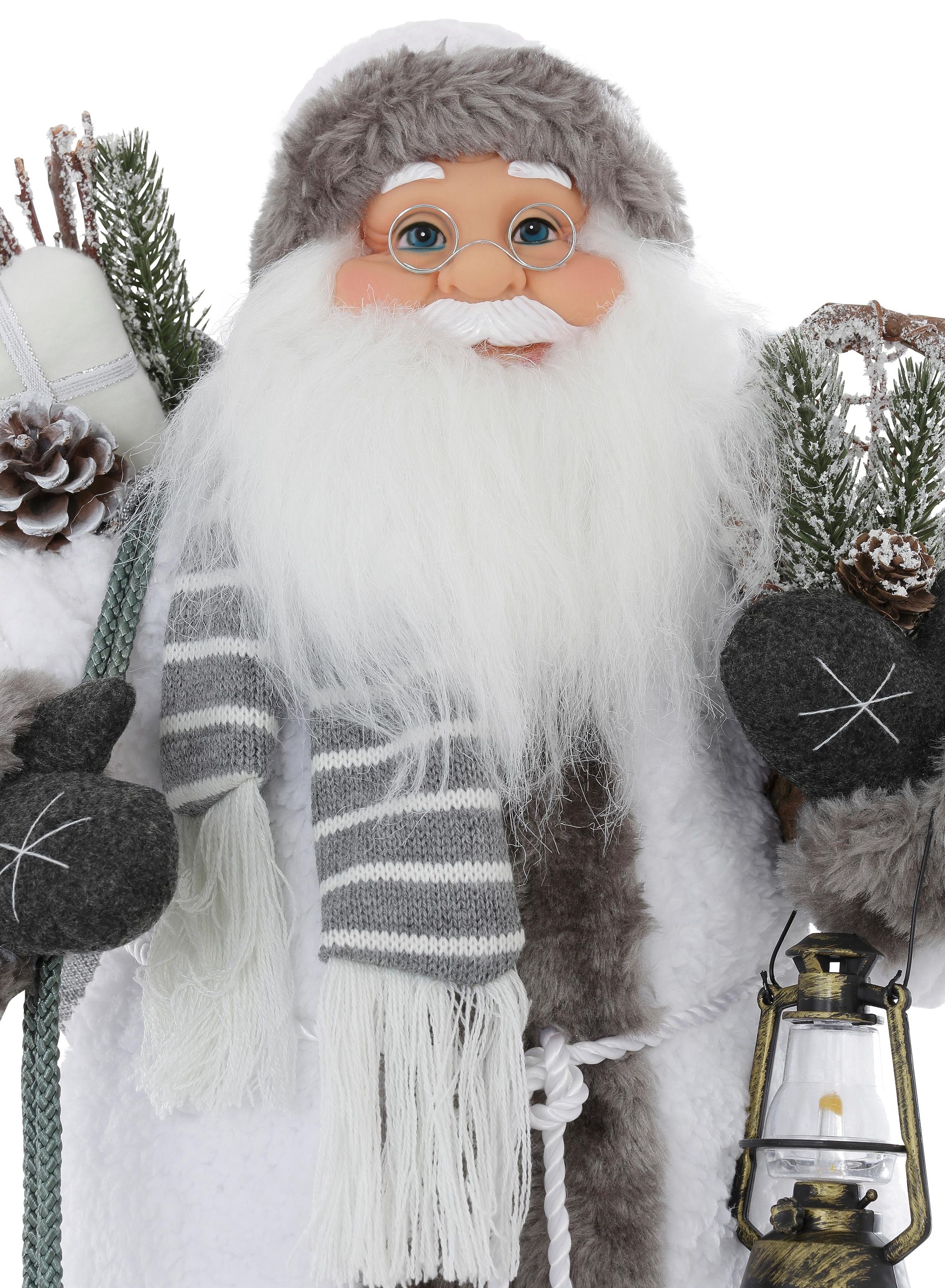 HOSSNER - HOMECOLLECTION Weihnachtsmann »Santa mit weissem Mantel und Laterne«, Weihnachtsdeko
