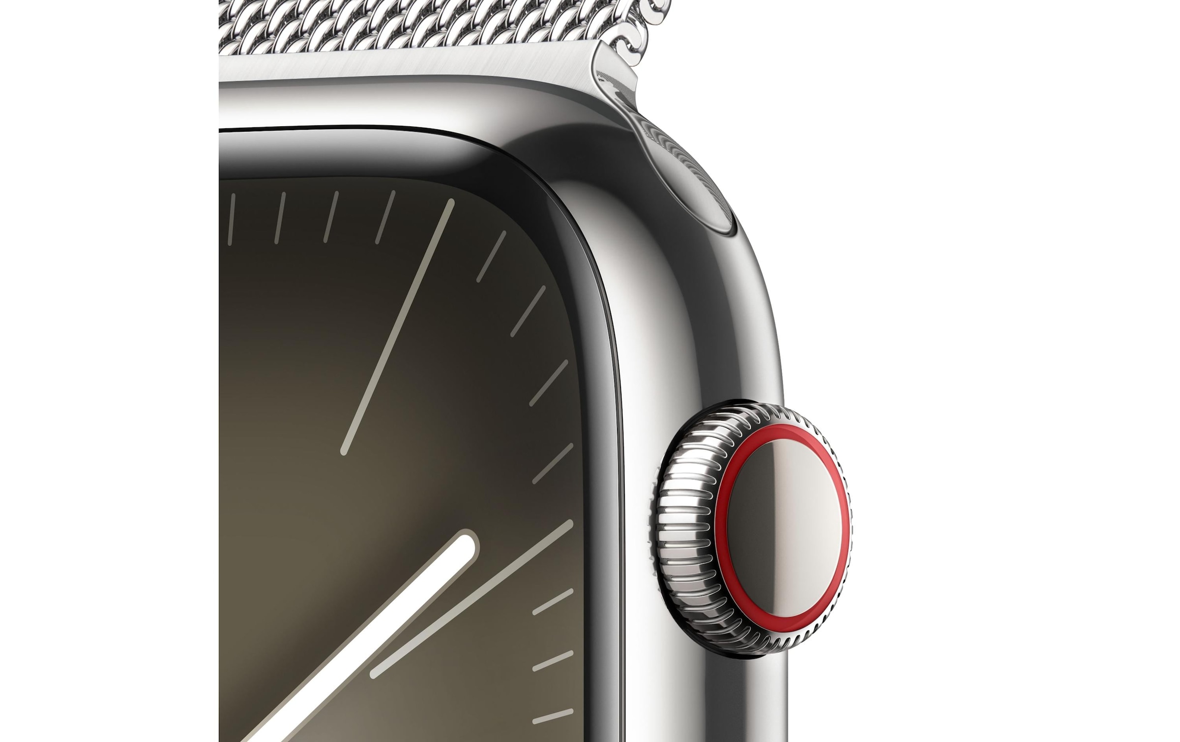 Apple Smartwatch »Series 9, GPS + Cellular, Edelstahl-Gehäuse mit Milanaise Armband«, Watch OS 10, 64 GB,)