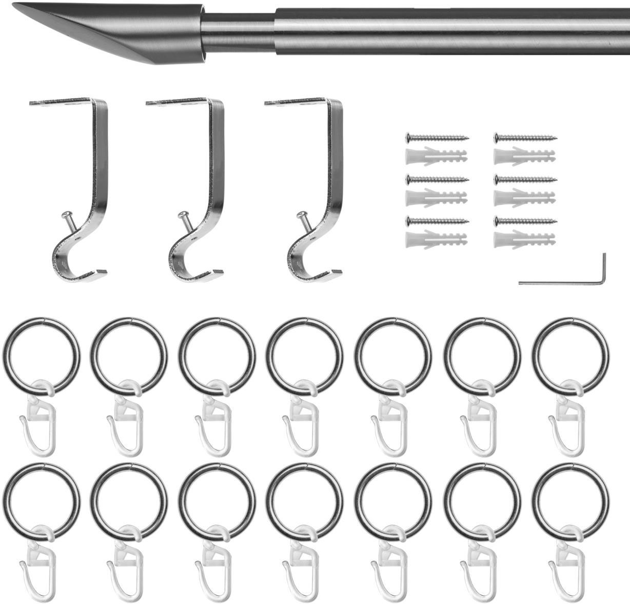 LICHTBLICK ORIGINAL Gardinenstange »Gardinenstange Lipstick, 20 mm, ausziehbar, 1 läufig 130 - 240 cm«, 1 läufig-läufig, ausziehbar, Einläufige Vorhangstange mit Ringen für Gardinen und Stores.