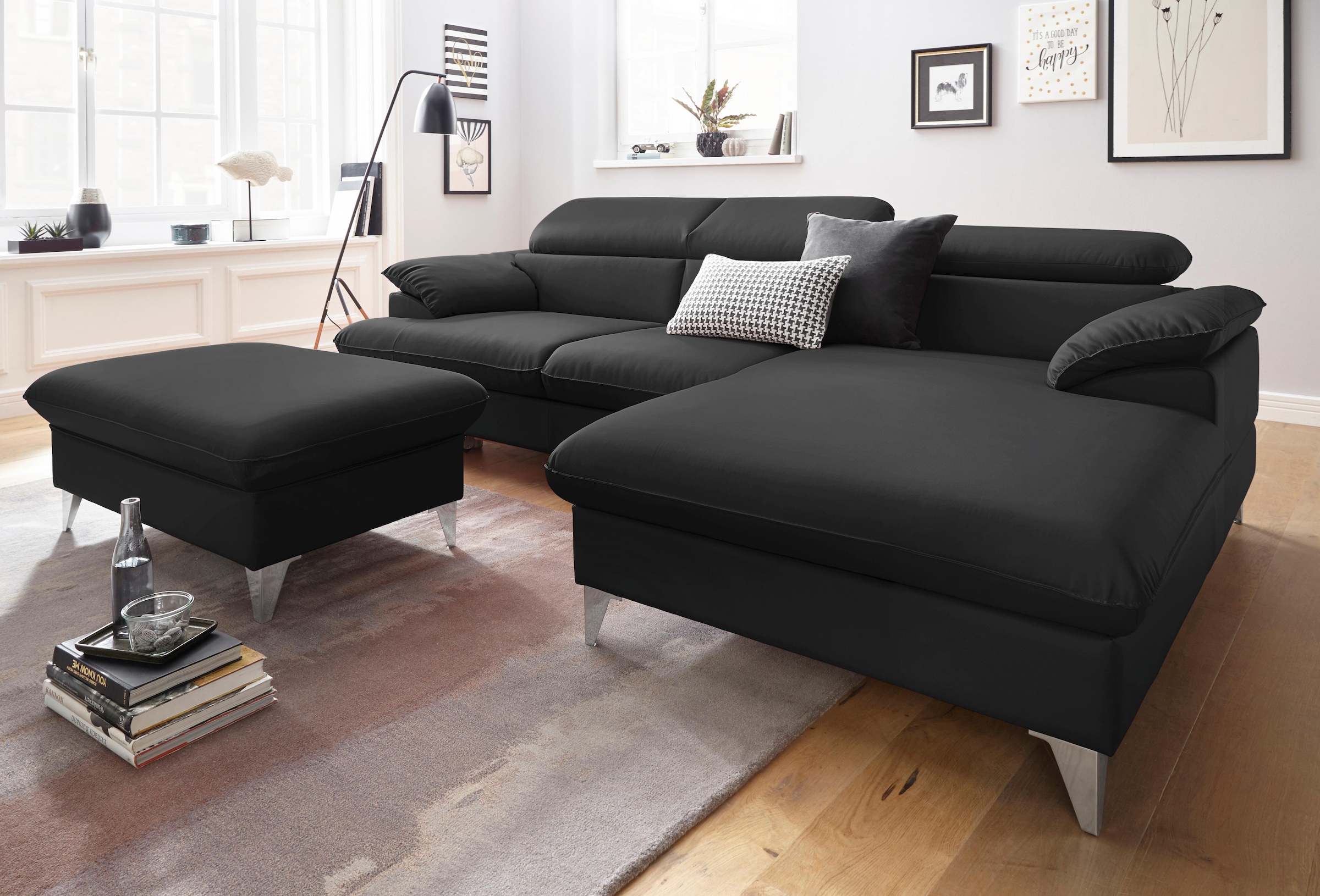 COTTA Ecksofa »Caluso L-Form«, mit Kopfteilverstellung, wahlweise mit Bettfunktion & Bettkasten