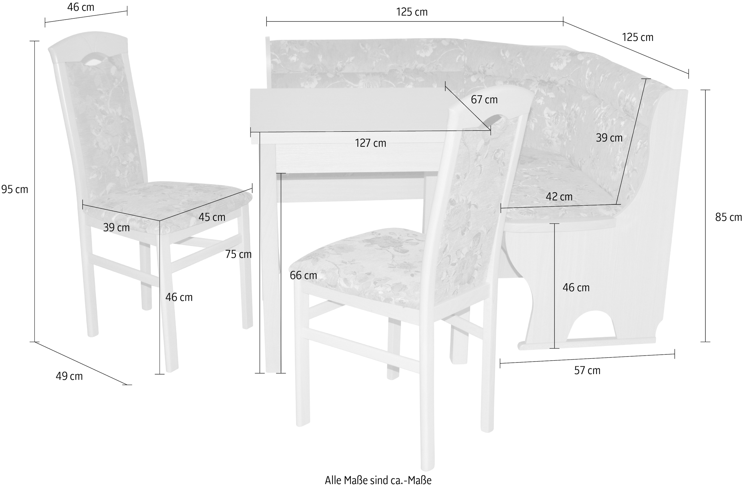 HOFMANN LIVING AND MORE Eckbankgruppe, (Spar-Set, 4 tlg., 4tlg. Set), Eckbank mit Stauraum unter den Sitzflächen