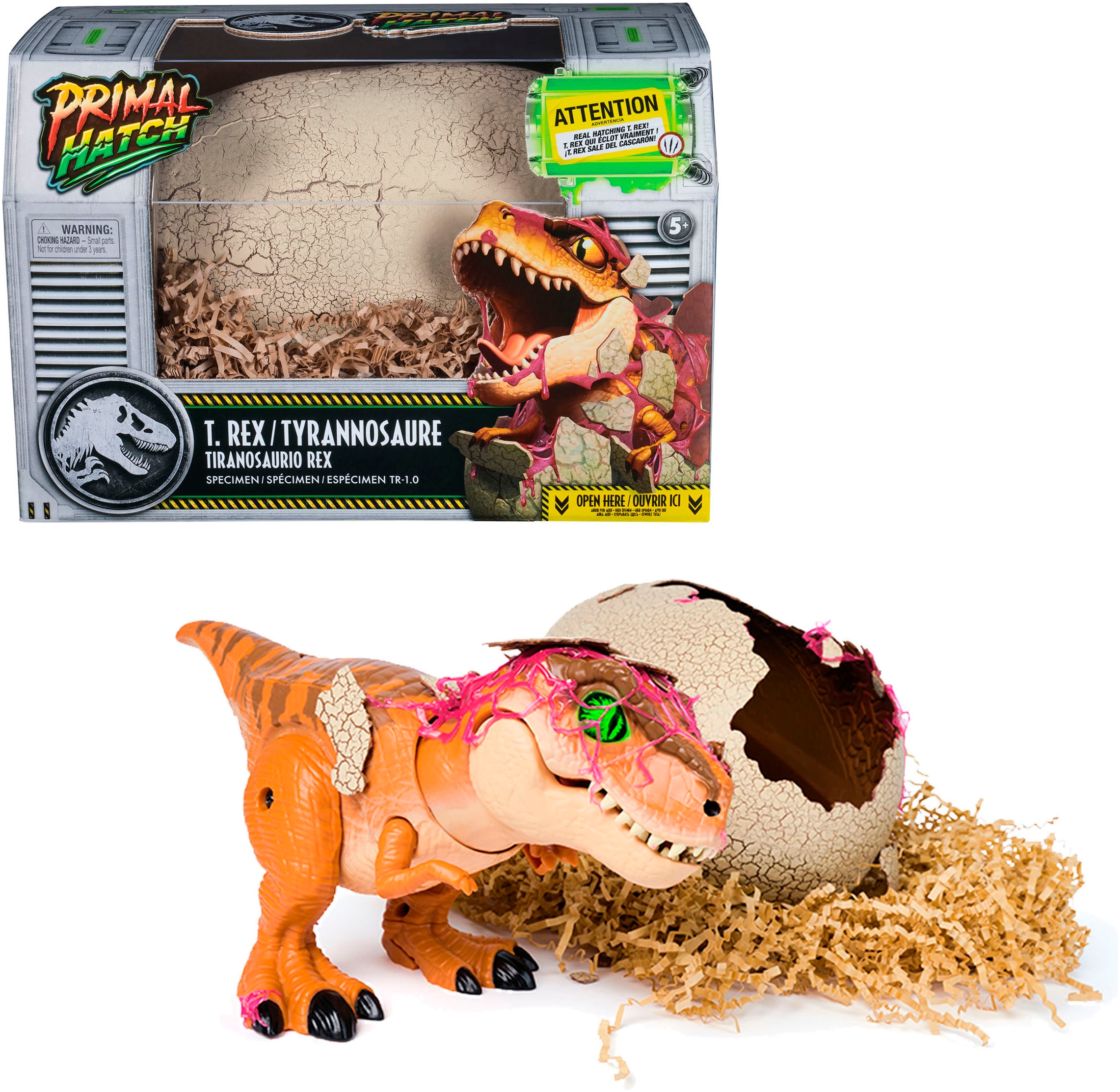 Spin Master Spielfigur "Primal Hatch - Interaktiver T-Rex im Ei" mit Licht und Sound