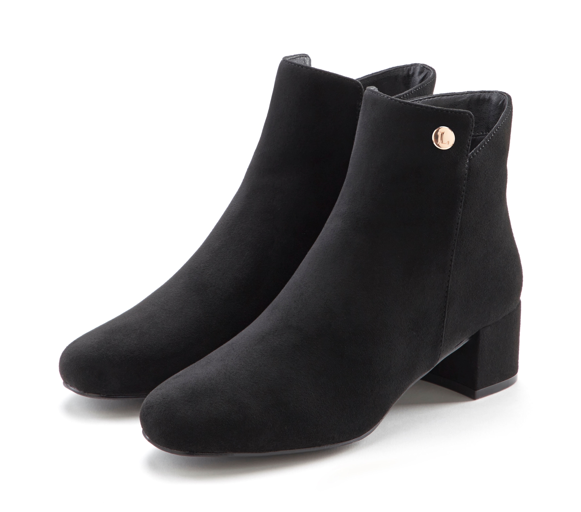 LASCANA Stiefelette, mit bequemen Blockabsatz, Ankle Boots, Stiefel VEGAN