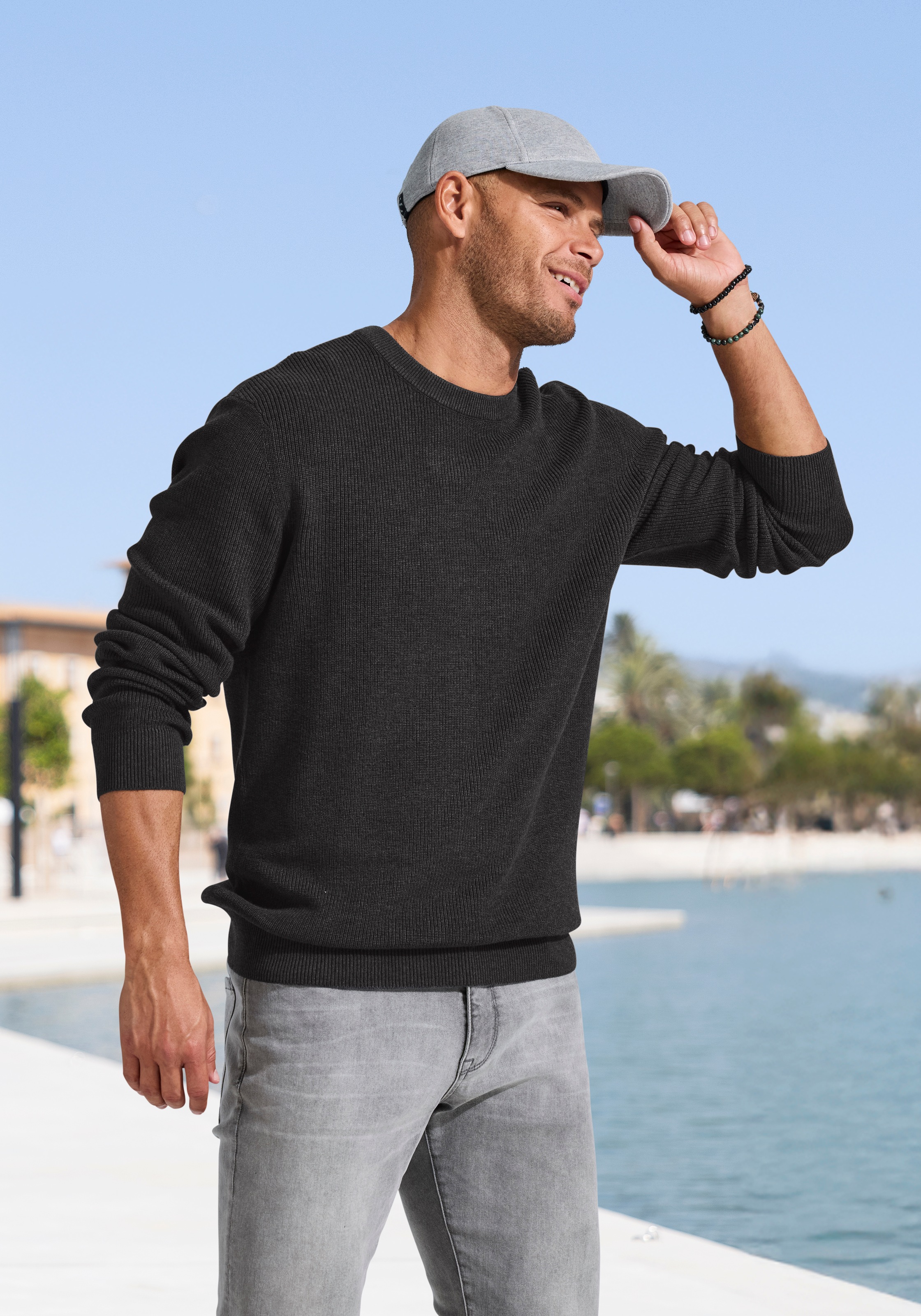 John Devin Strickpullover, Pullover in modischen Farben aus Baumwollmischung