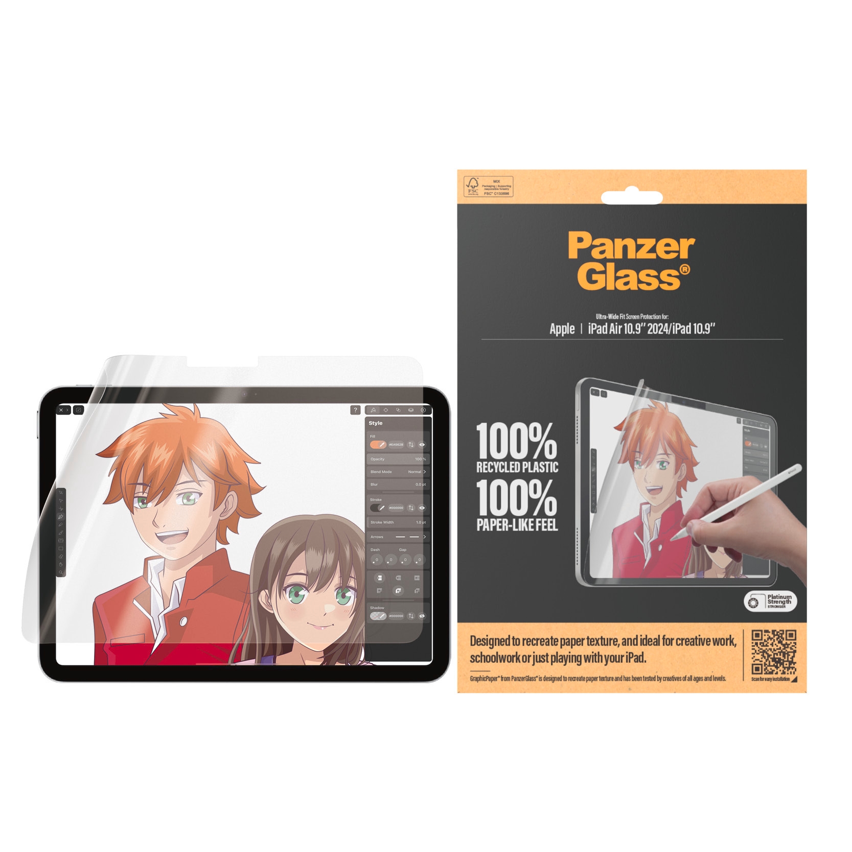 PanzerGlass Displayschutzfolie »Ultra Wide Fit GraphicPaper Screen Protector«, für Apple iPad Air 10.9 2024-Apple iPad 10.9, Schutzfolie, Bildschirmschutz, kratzfest, paperfeel, papierähnlich