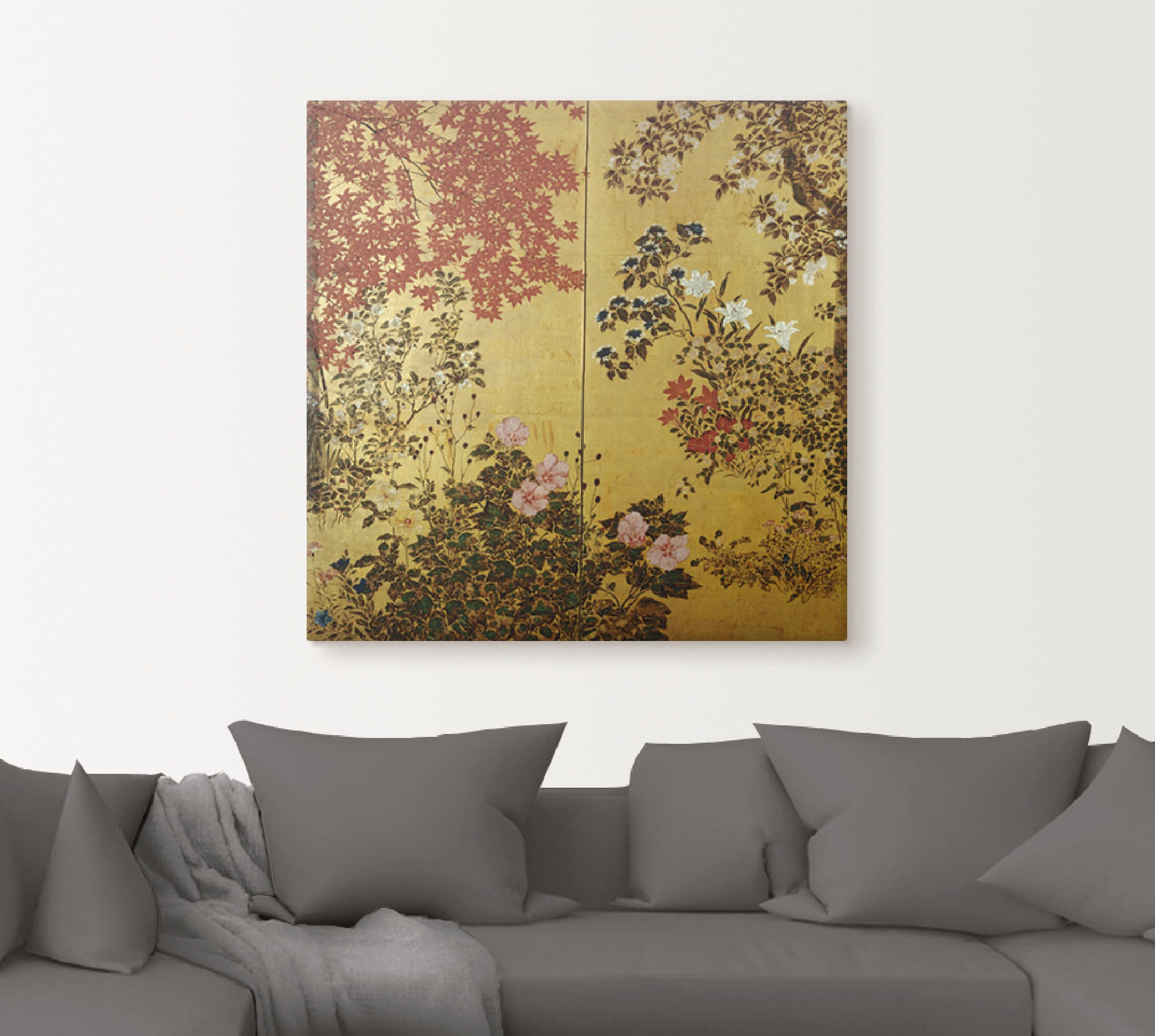 Artland Wandbild »Japanischer Wandschirm 18. Jahrhundert«, Pflanzen, (1 St.), als Leinwandbild, Poster, Wandaufkleber in verschied. Grössen