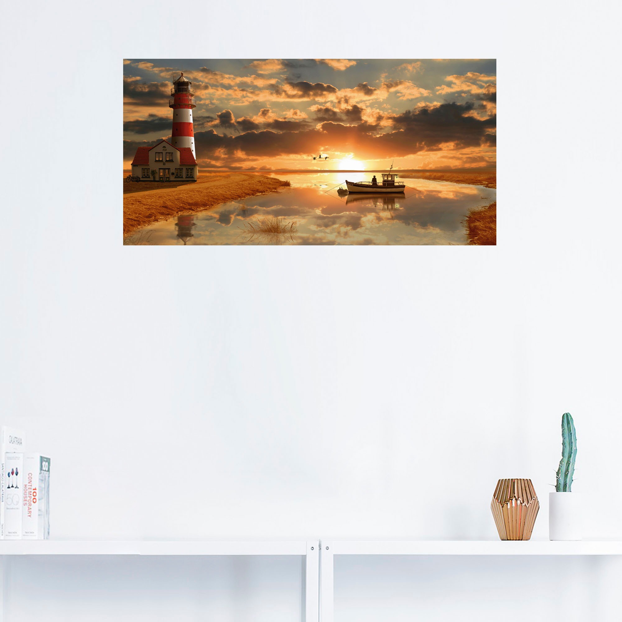 Artland Wandbild »Maritime Idylle beim Leuchtturm«, Gebäude, (1 St.), als Leinwandbild, Poster, Wandaufkleber in verschied. Grössen