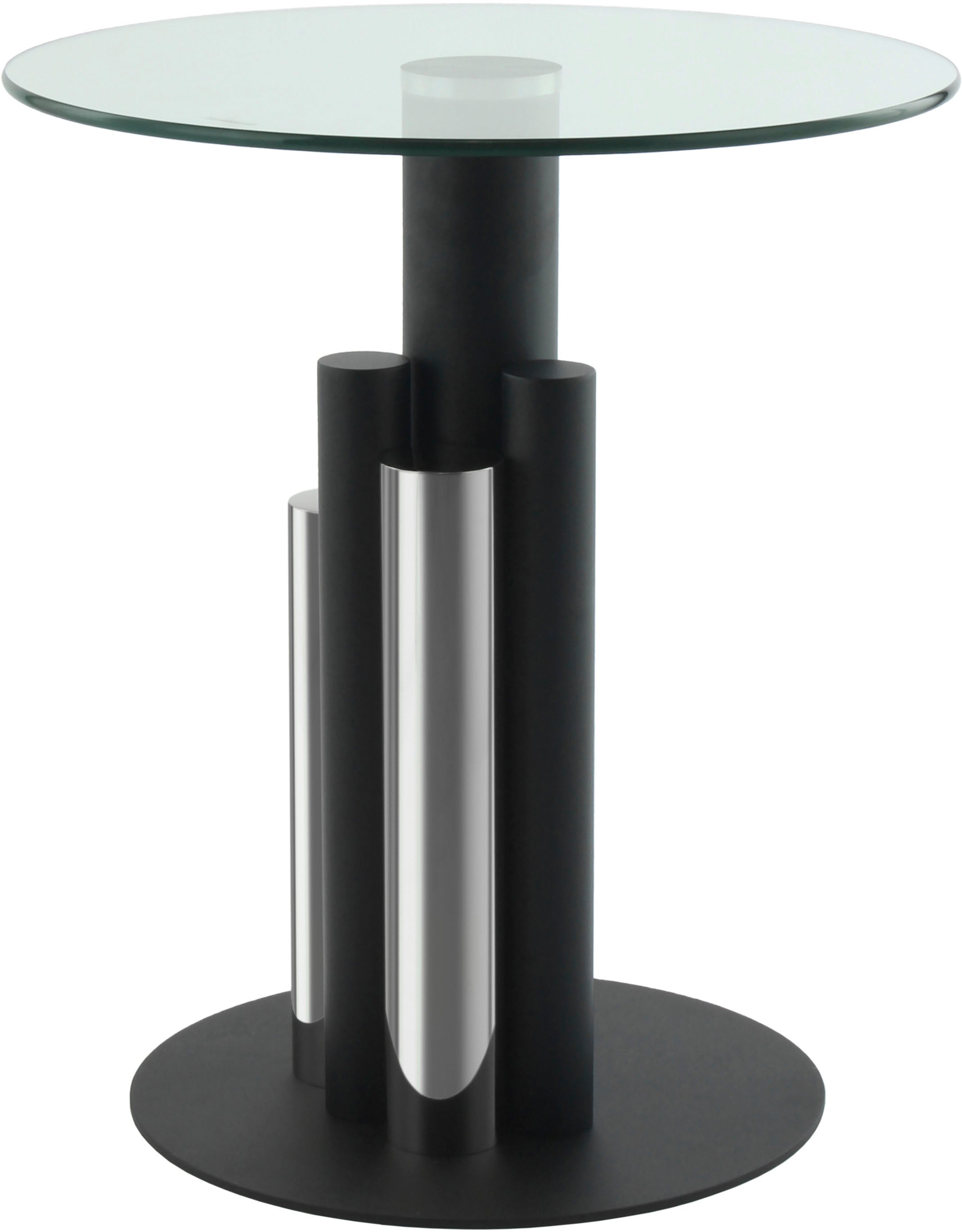 Kayoom Beistelltisch »Ontario 225, Runde Glasplatte aus Sicherheitsglas, 100% Edelstahl«, (1 St.), Modernes Design, zweifarbiges Säulengestell, Eyecatcher Element